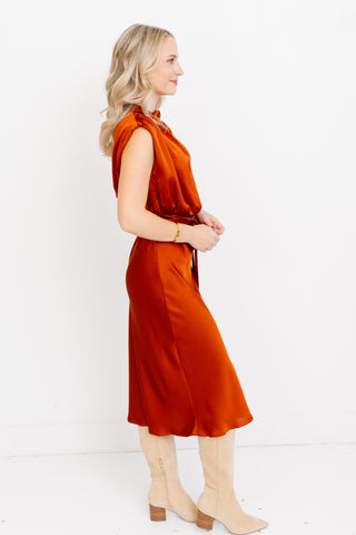 Vogue Line Midi Dress, RUST