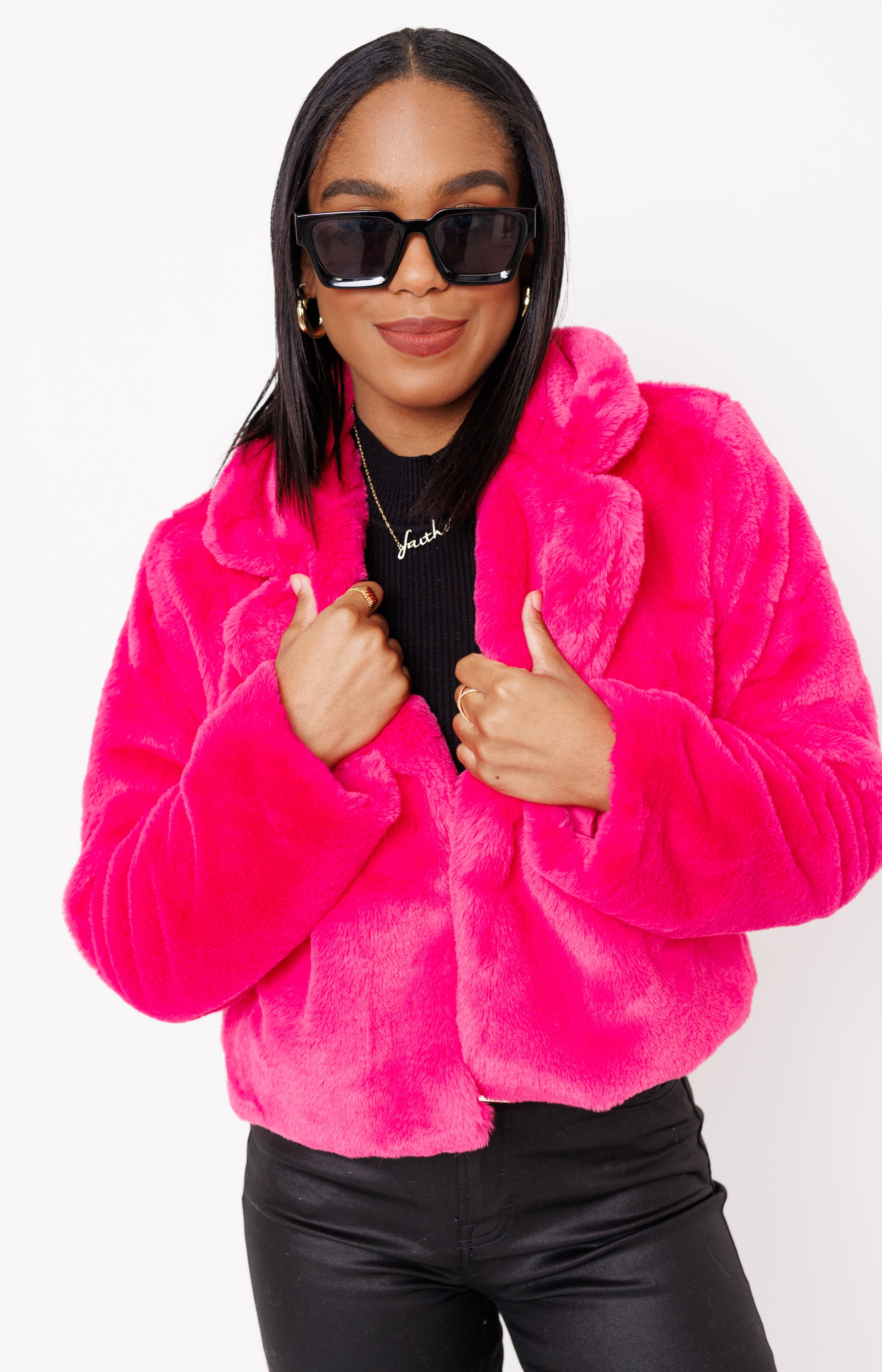 Fluff Whispers Jacket, FUCHSIA