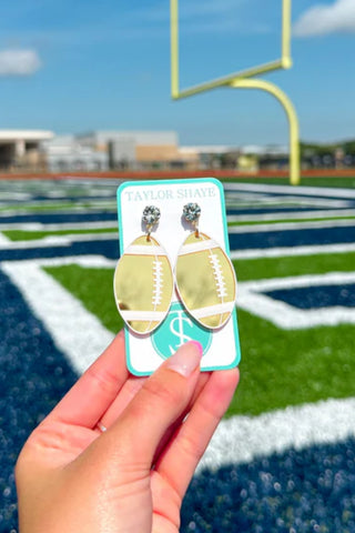 Taylor Shaye: Mirror Acrylic Football Earrings