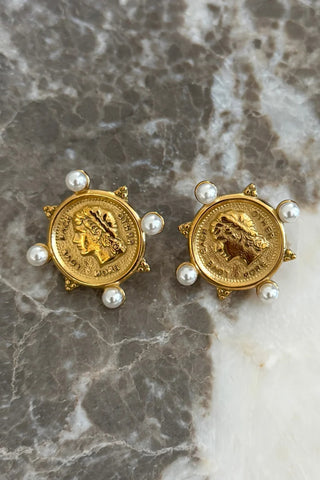 CHANSUTTPEARLS: Pearl Coin Earrings