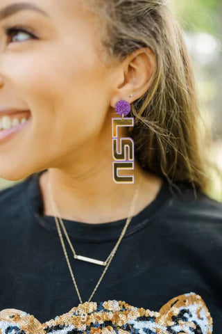 Taylor Shaye: LSU Mirror Drop Earrings