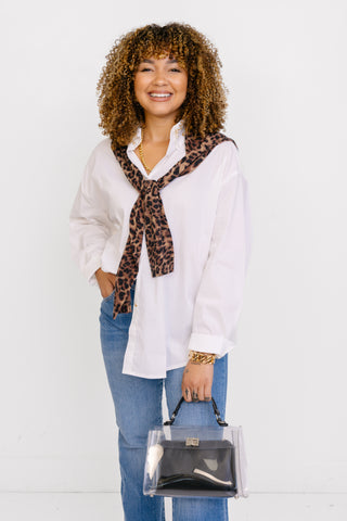Classic Essential Button-Down Top, WHITE