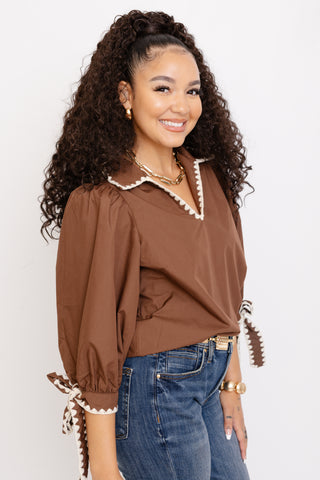 Good Form Blouse, BROWN
