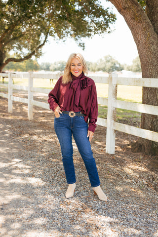 Everyday Drama Blouse, BURGUNDY