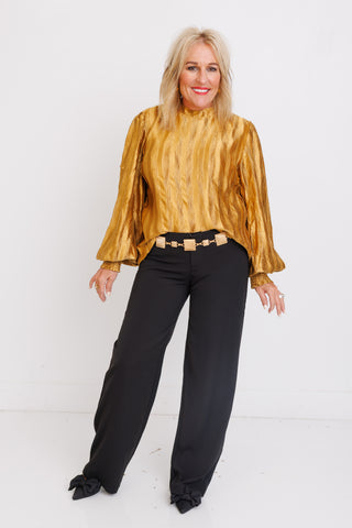 Velour Bloom Top, CAMEL