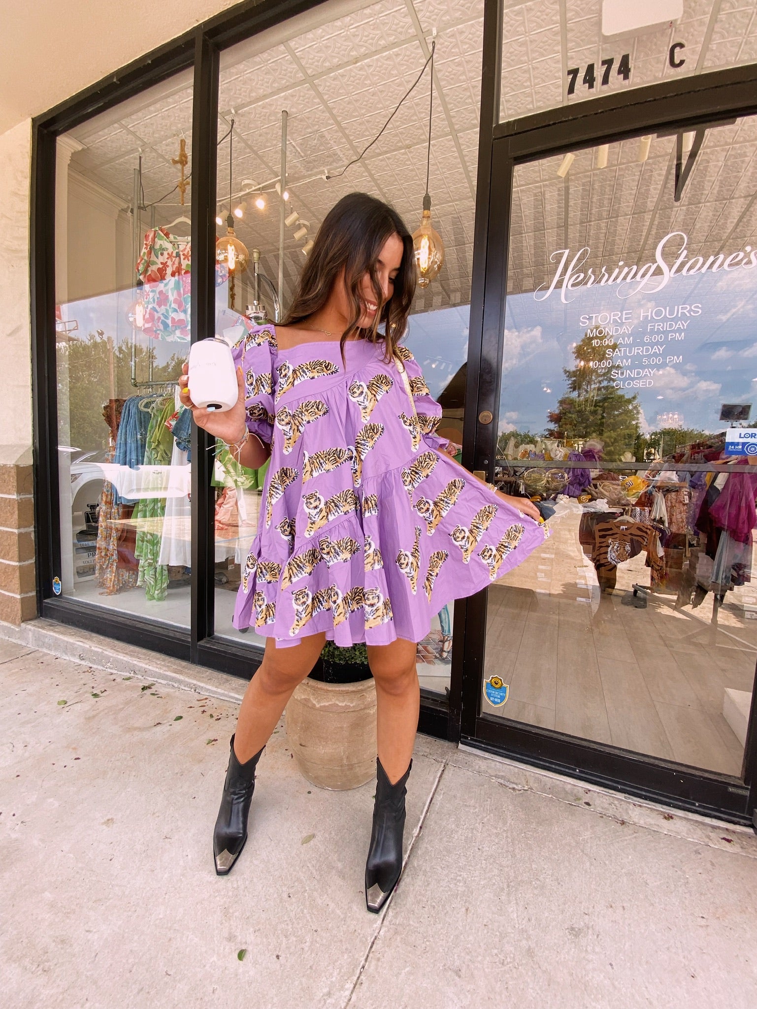 Queen of Sparkles: Asymmetrical Tiger Dress, PURPLE