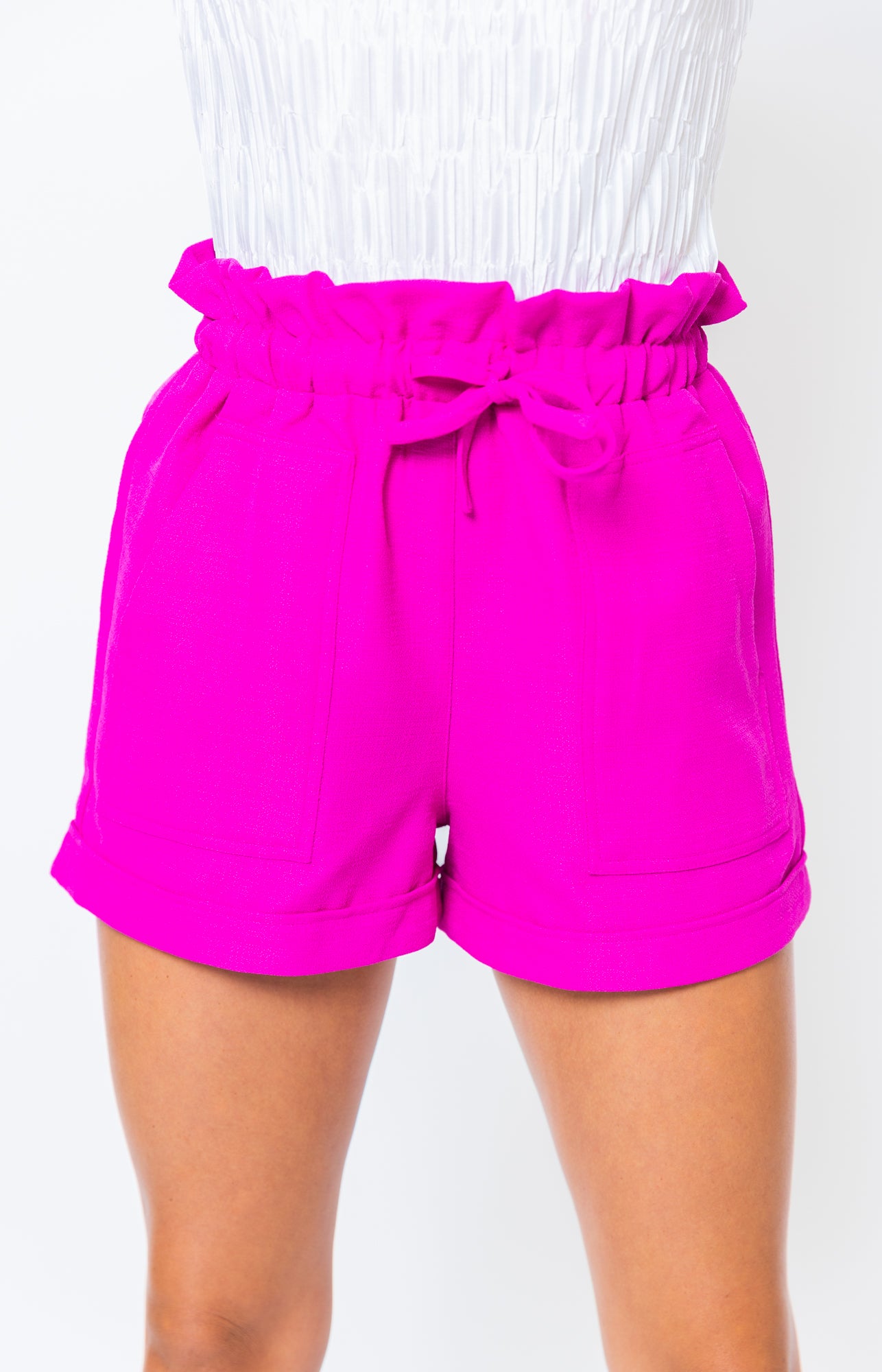 Delilah Drawstring Shorts, MAGENTA