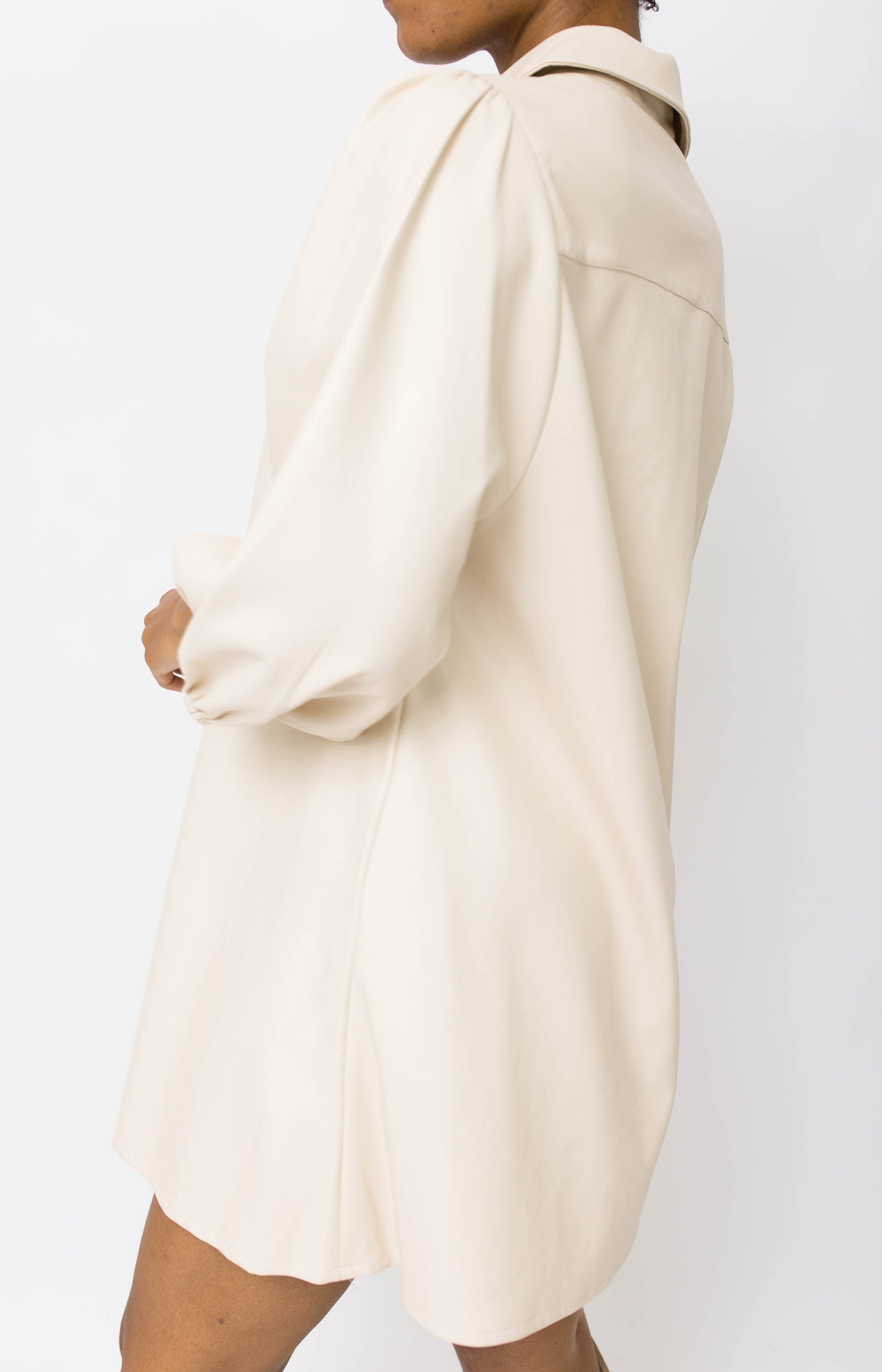 Dolce Cabo: Just Right Vegan Leather Mini Dress, BEIGE