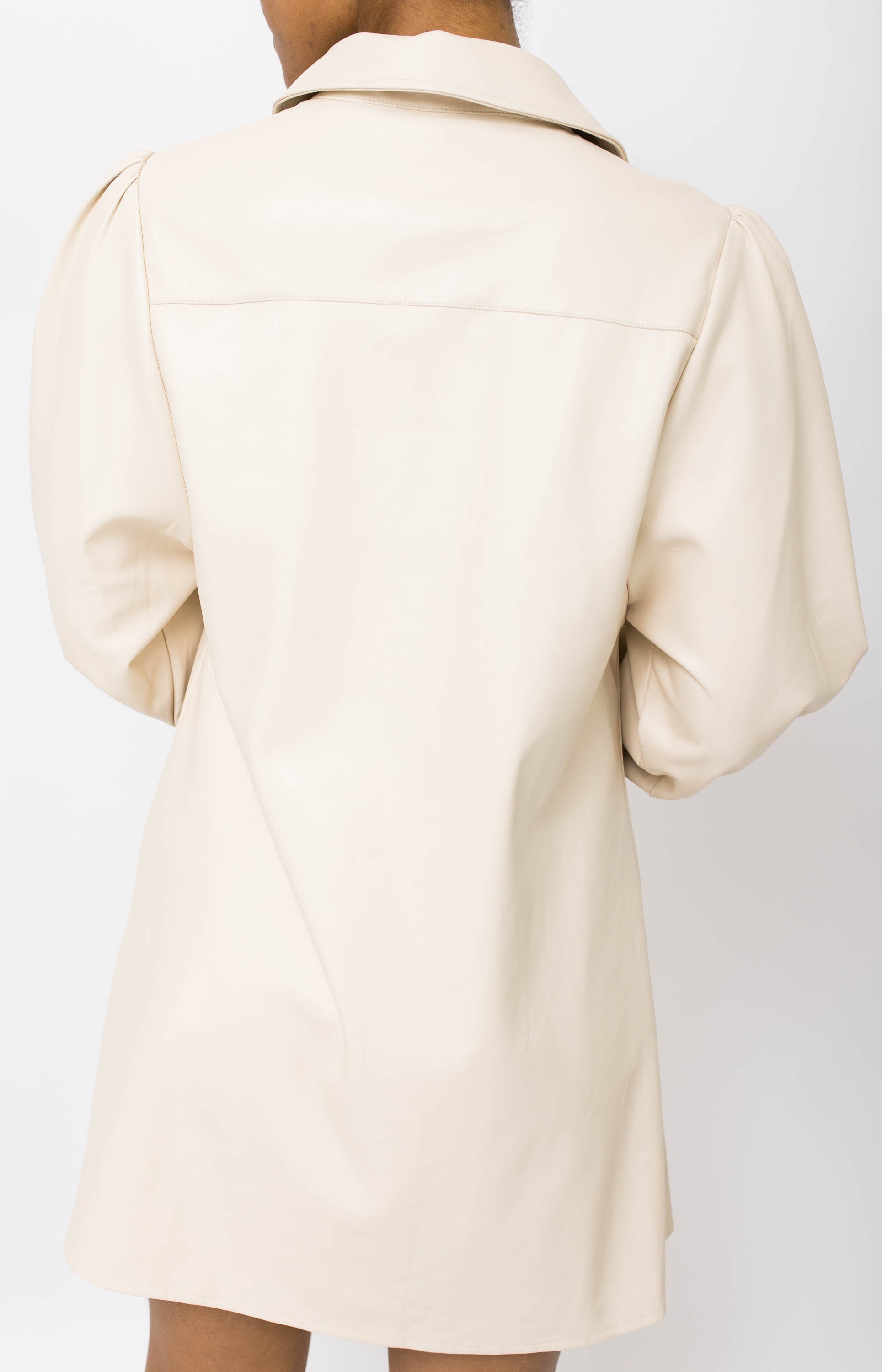 Dolce Cabo: Just Right Vegan Leather Mini Dress, BEIGE