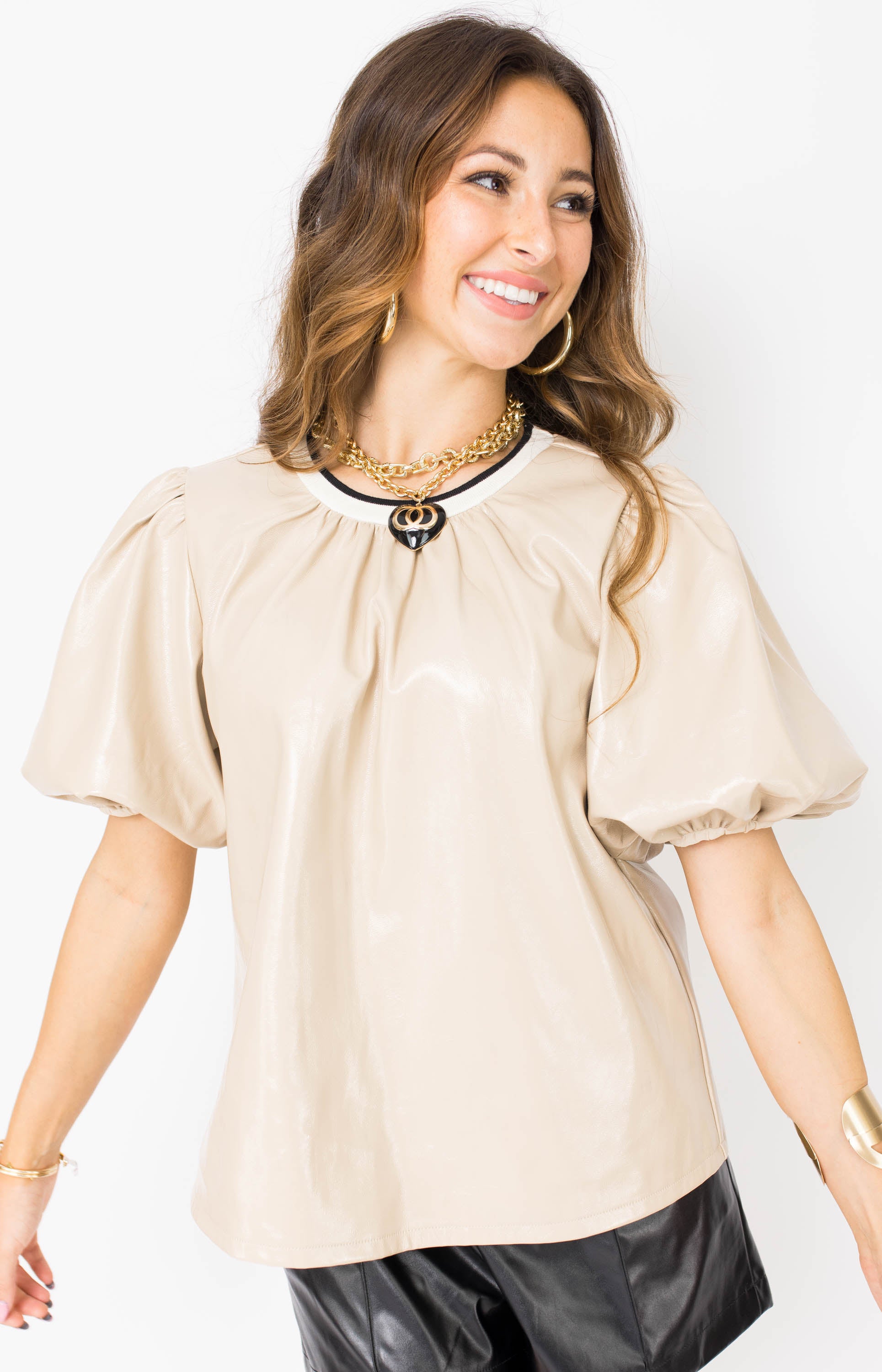 THML: Sweet Sophistication Blouse, BEIGE
