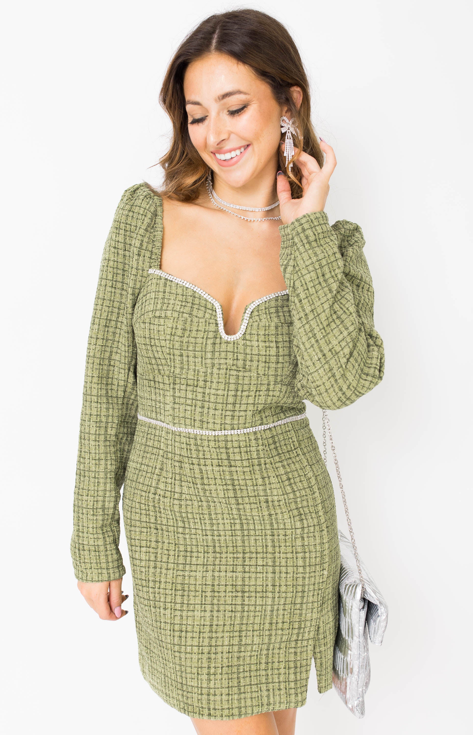 Hopeless Romantic Mini Dress, GREEN