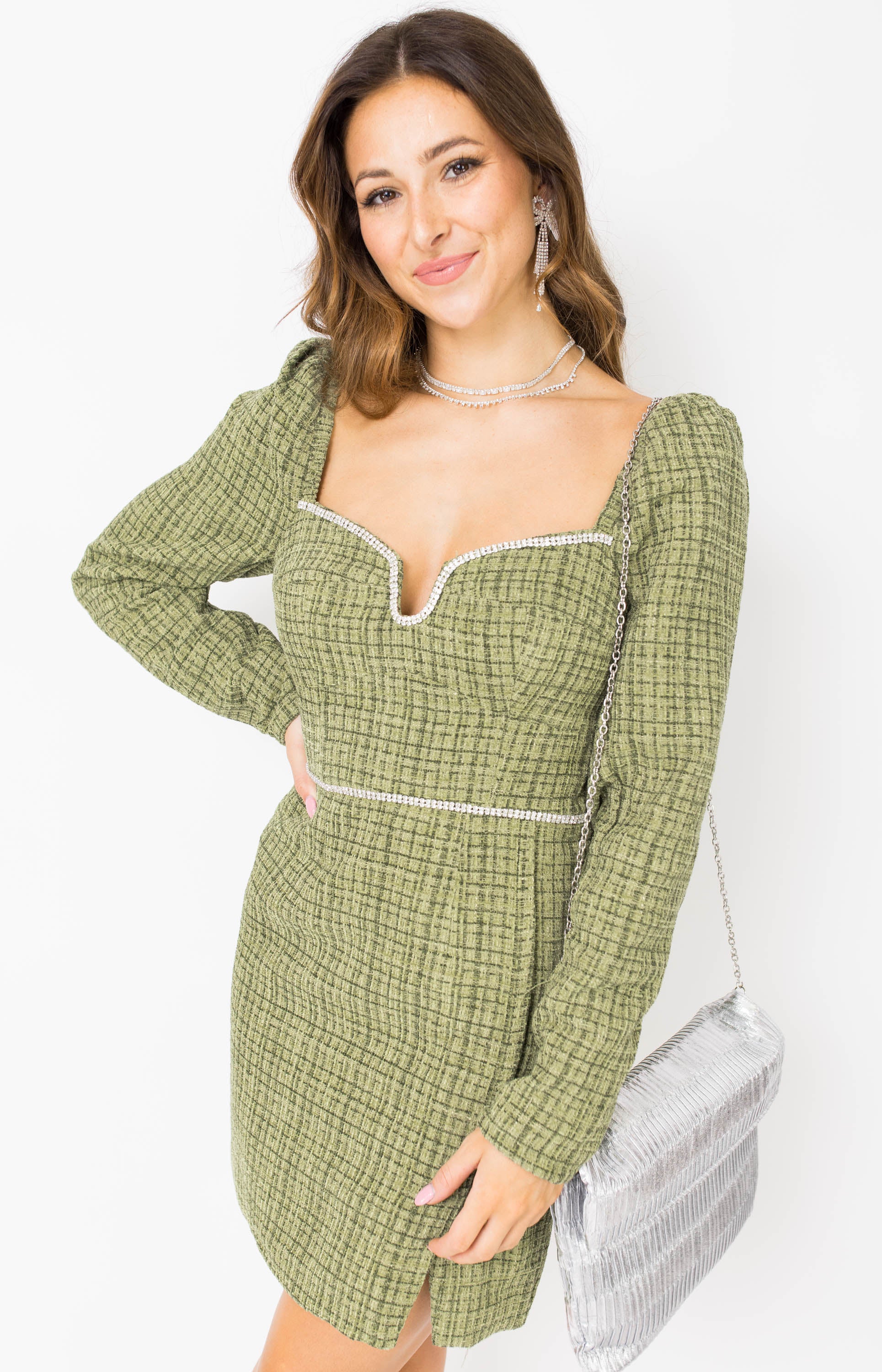Hopeless Romantic Mini Dress, GREEN