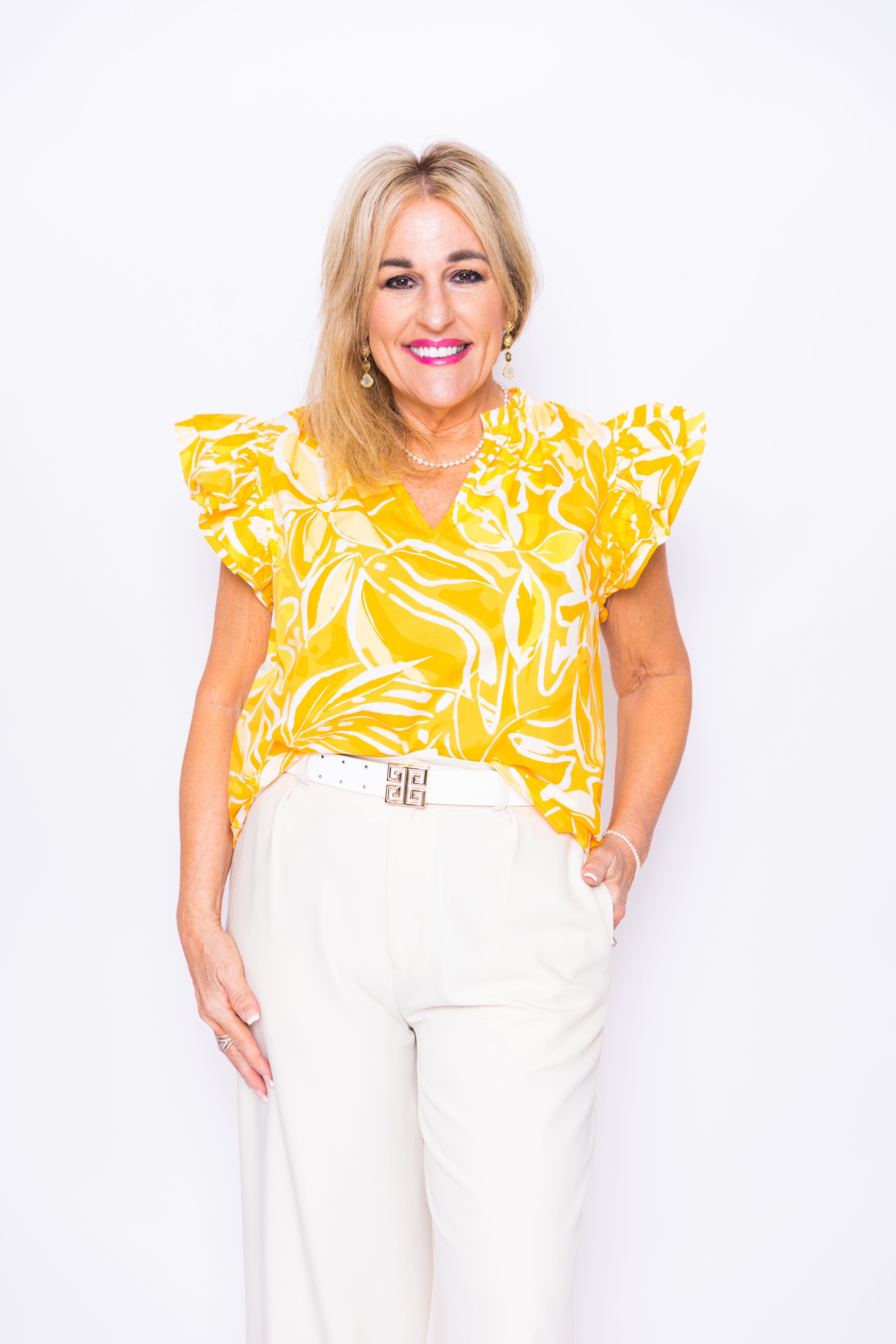 Summertime Daydream Top, YELLOW/WHITE