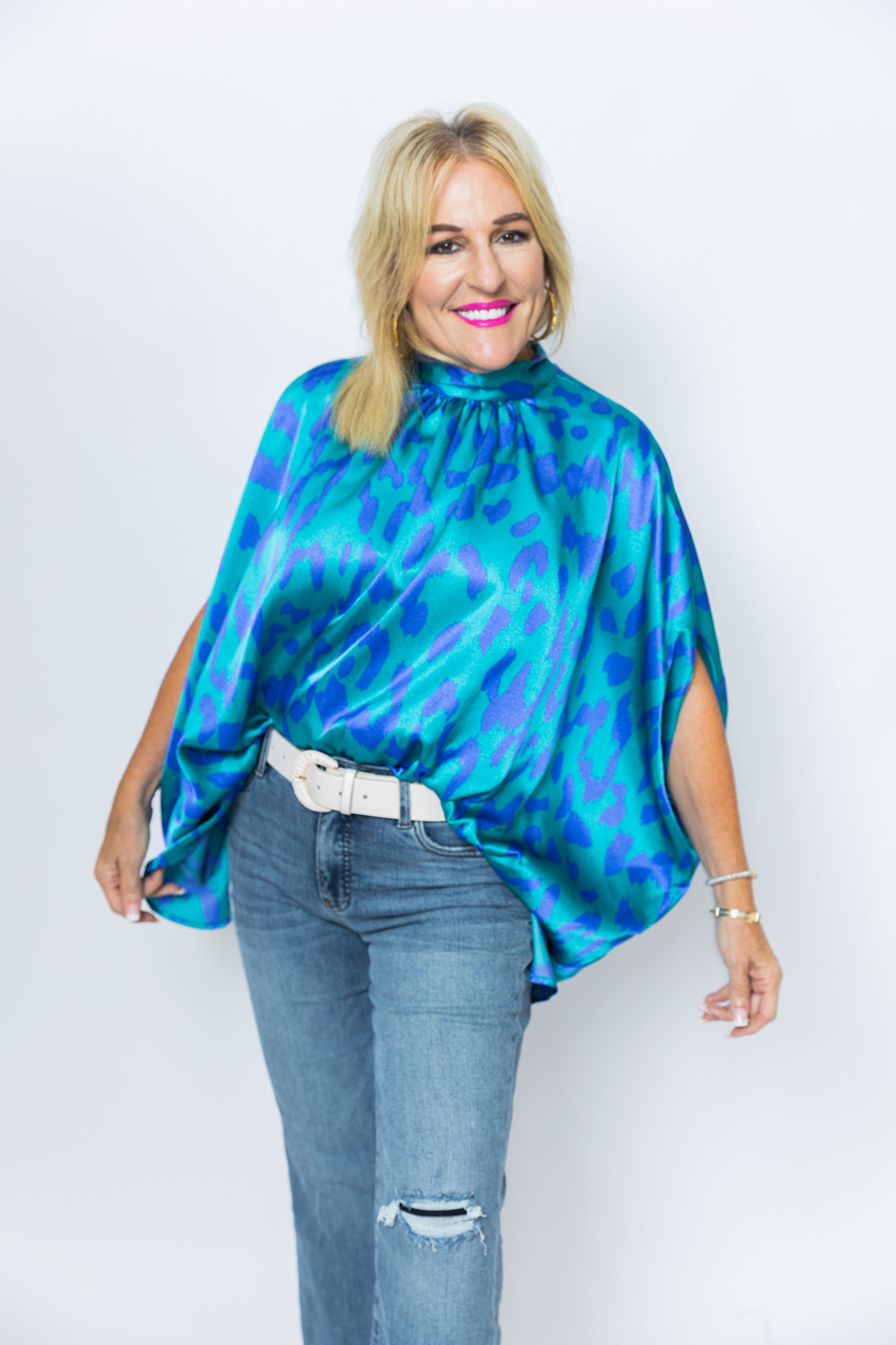 Brittan Blouse, BLUE MULTI