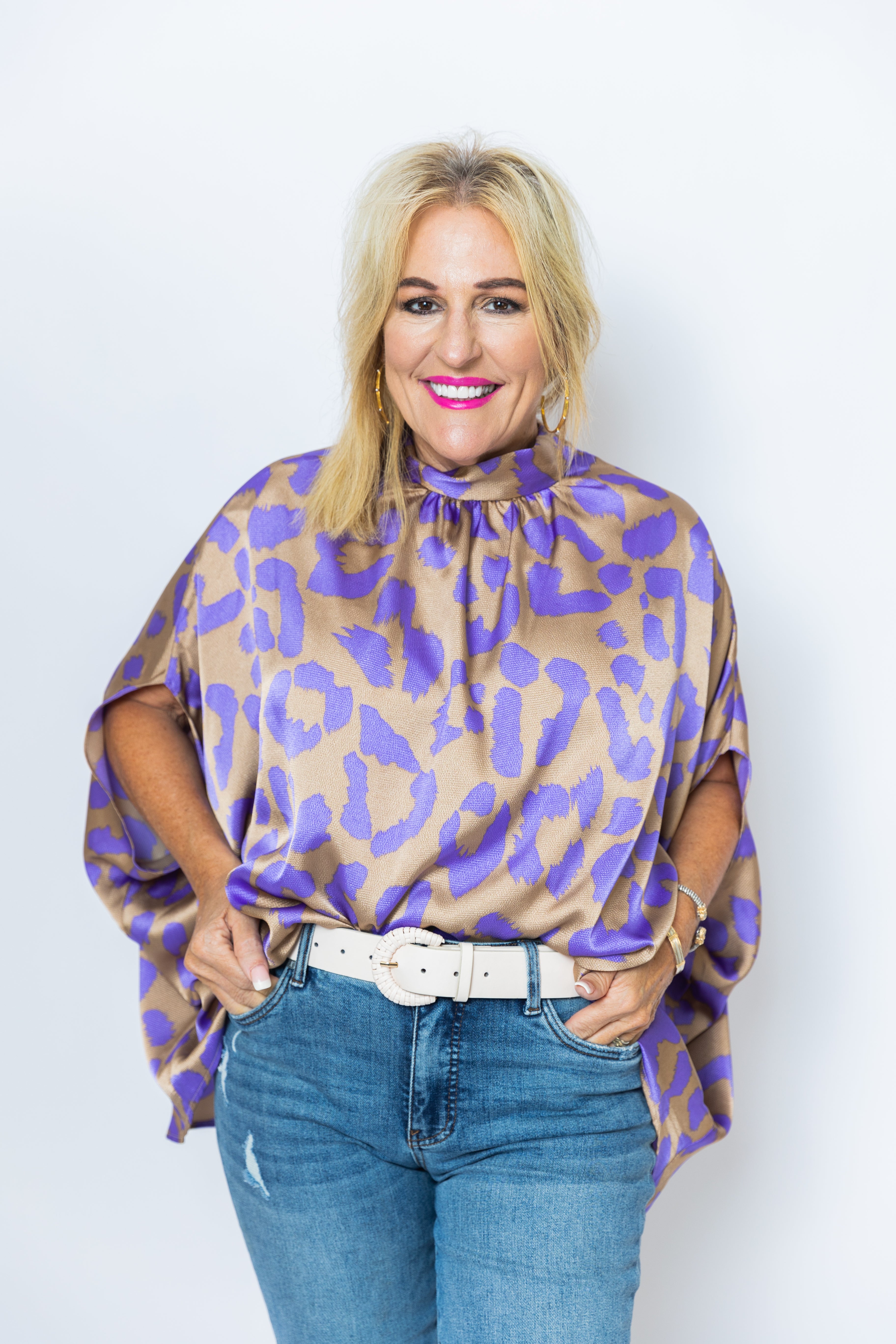 Brittan Blouse, LAVENDER LEOPARD