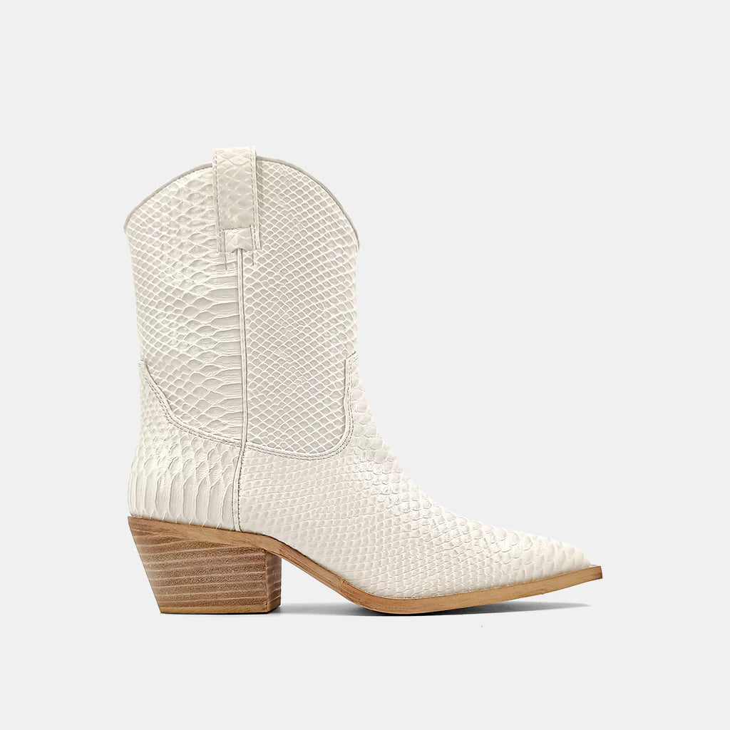 ShuShop: ZouZou Mid Calf Boots, BONE SNAKE
