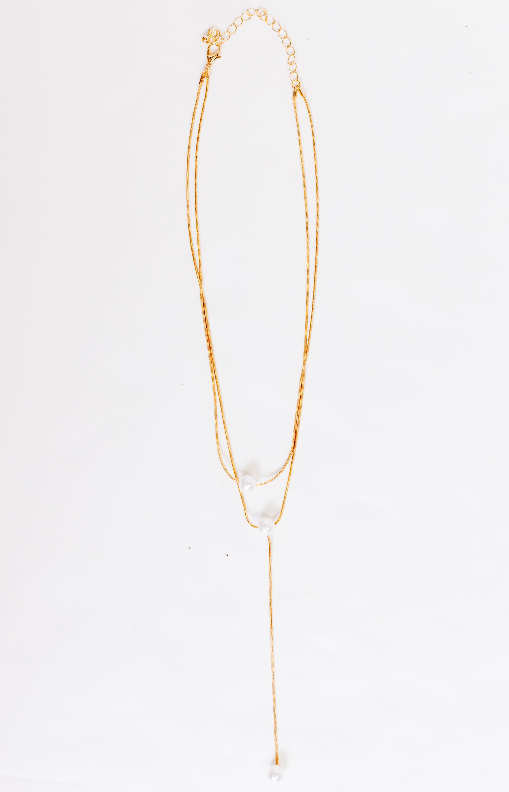 Layered Pearl Accent Necklace, GOLD