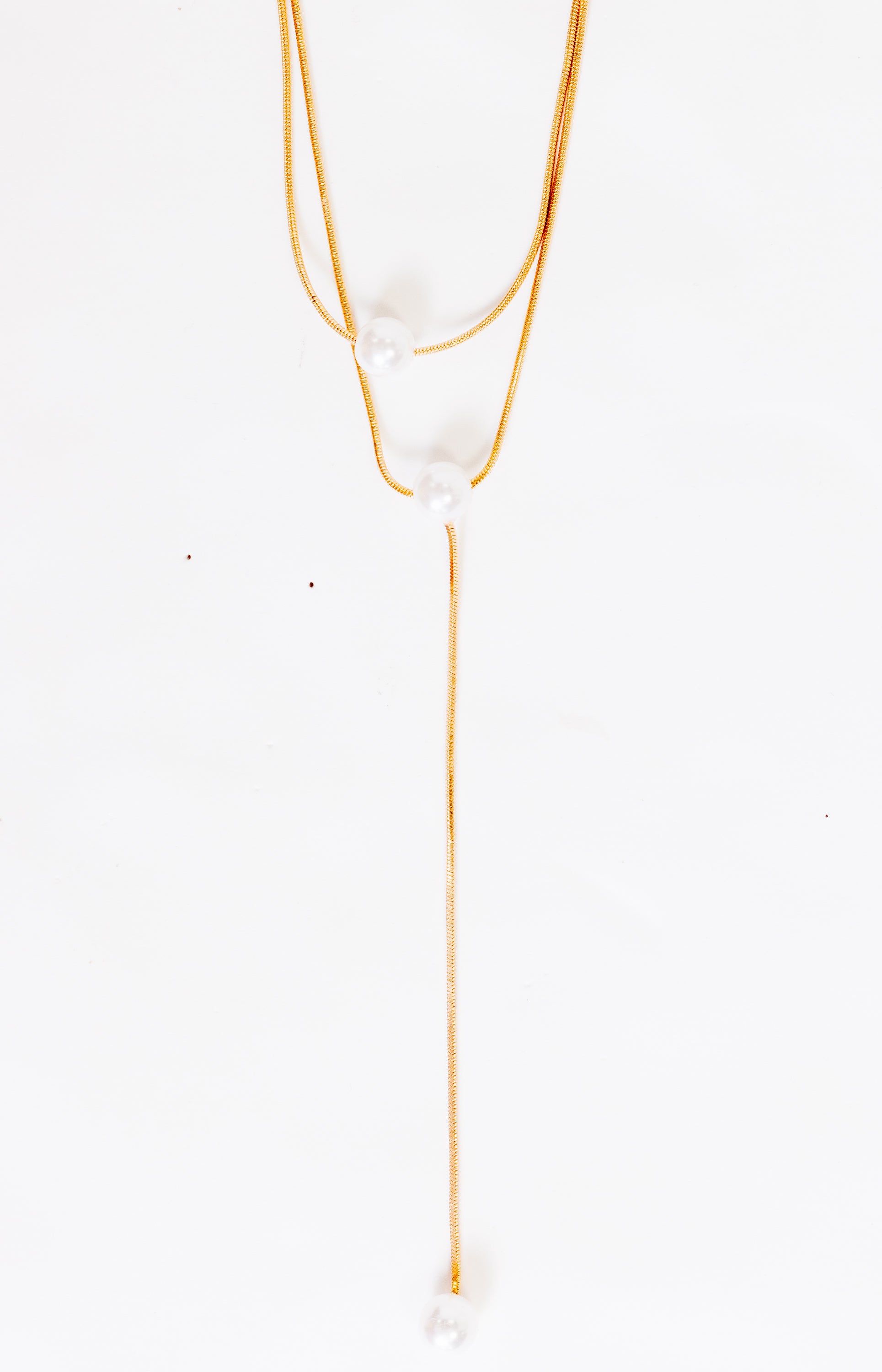 Layered Pearl Accent Necklace, GOLD