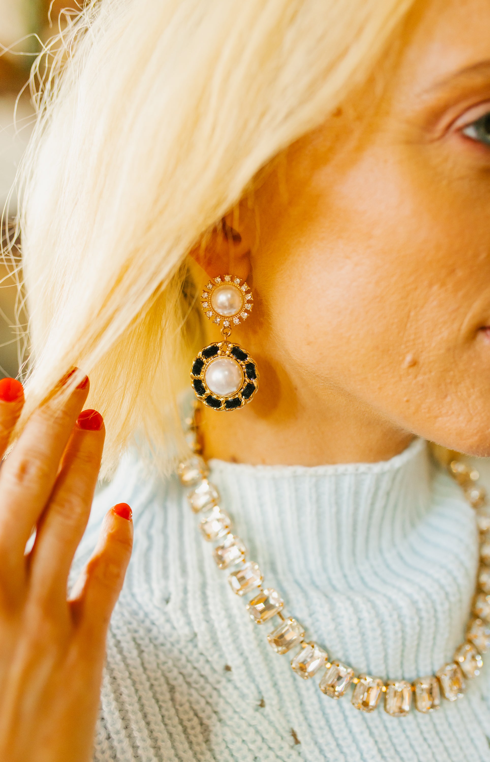 Pearl and Roped Earring, CREAM/GOLD