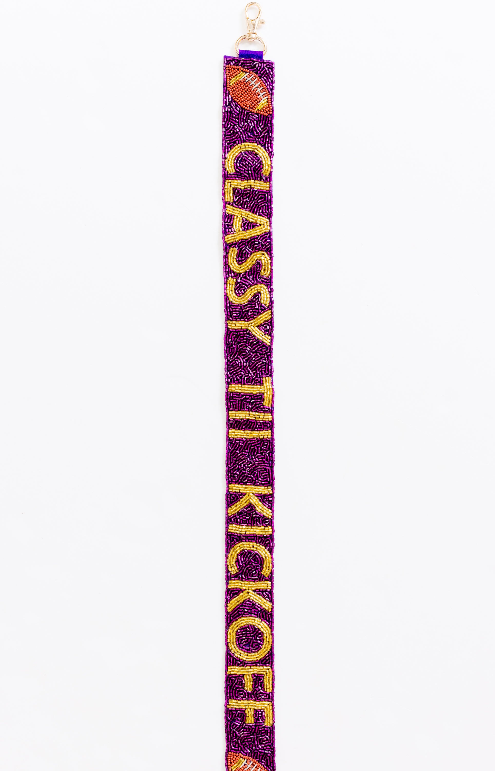 Treasure Jewels: Classy Beaded Game Day Strap, PURPLE/GOLD
