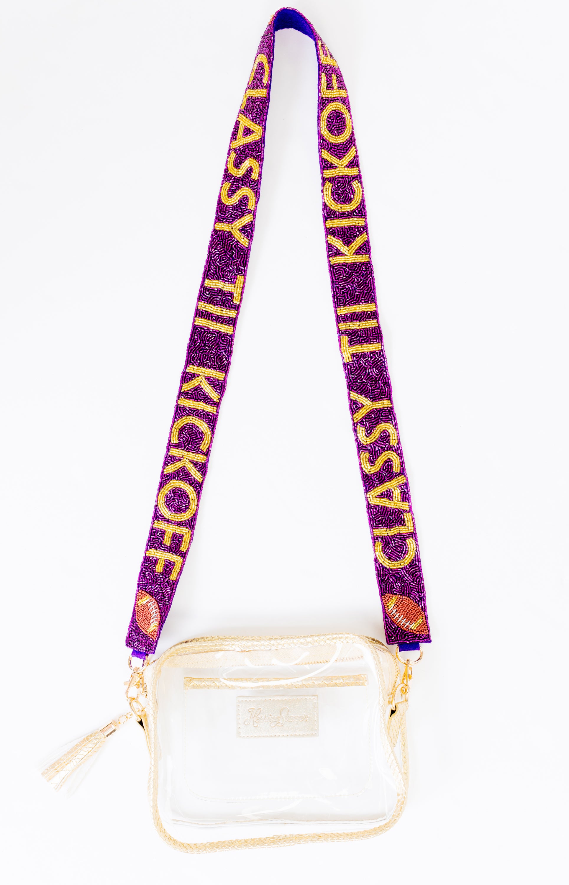Treasure Jewels: Classy Beaded Game Day Strap, PURPLE/GOLD