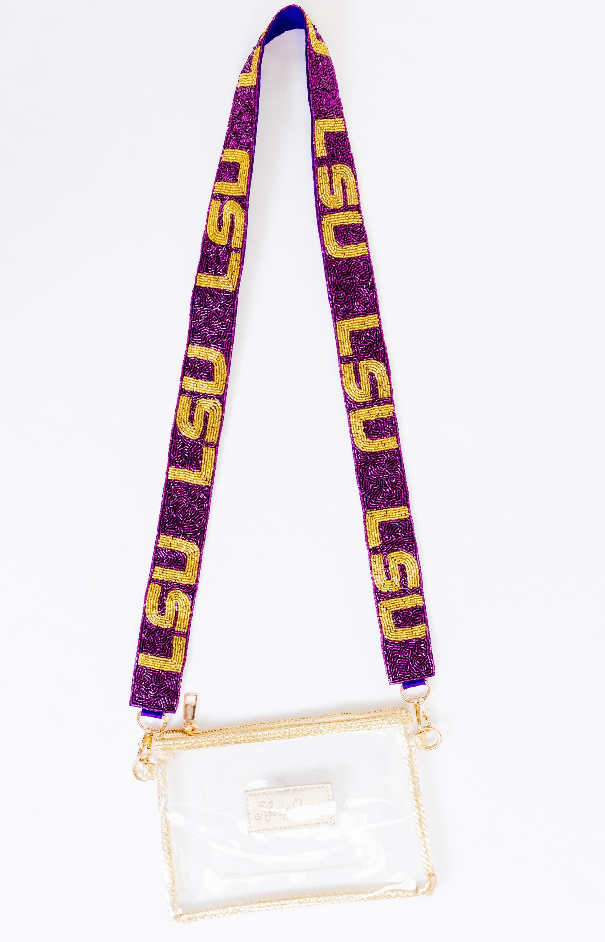 Treasure Jewels: LSU Beaded Gameday Strap, PURPLE/GOLD
