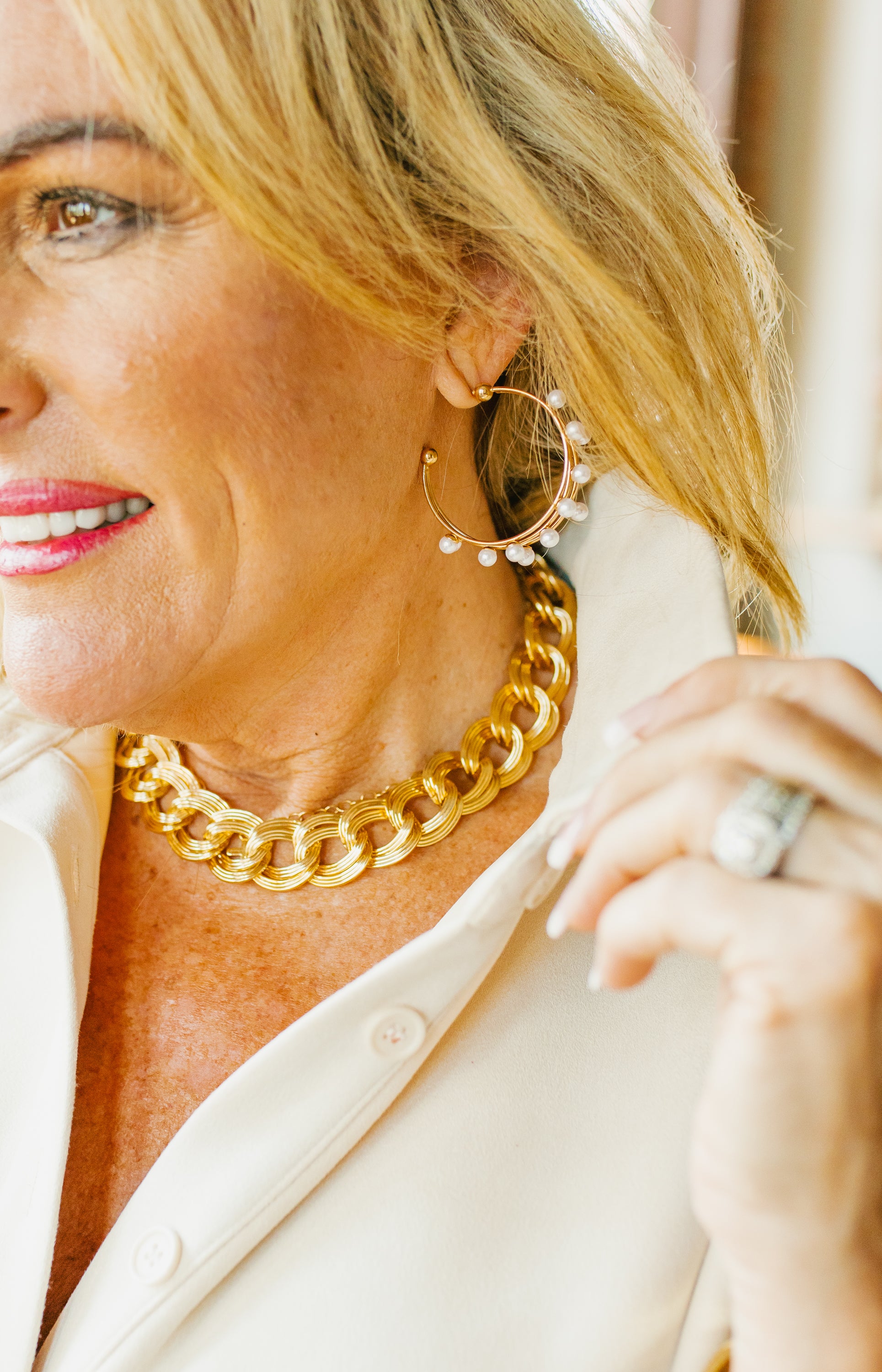 Two Link Chain Necklace, GOLD