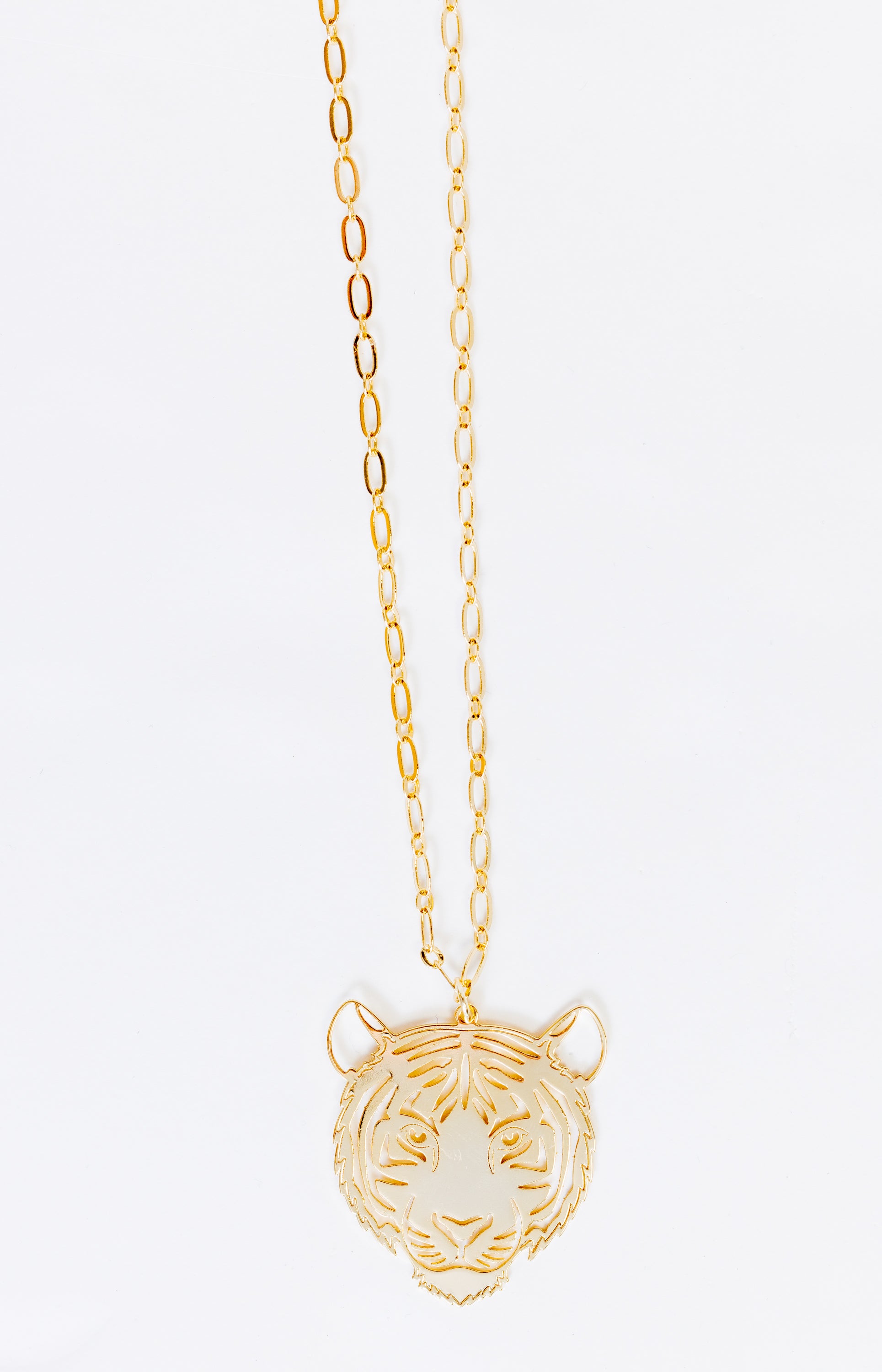 Treasure Jewels: Tiger Face Necklace, GOLD