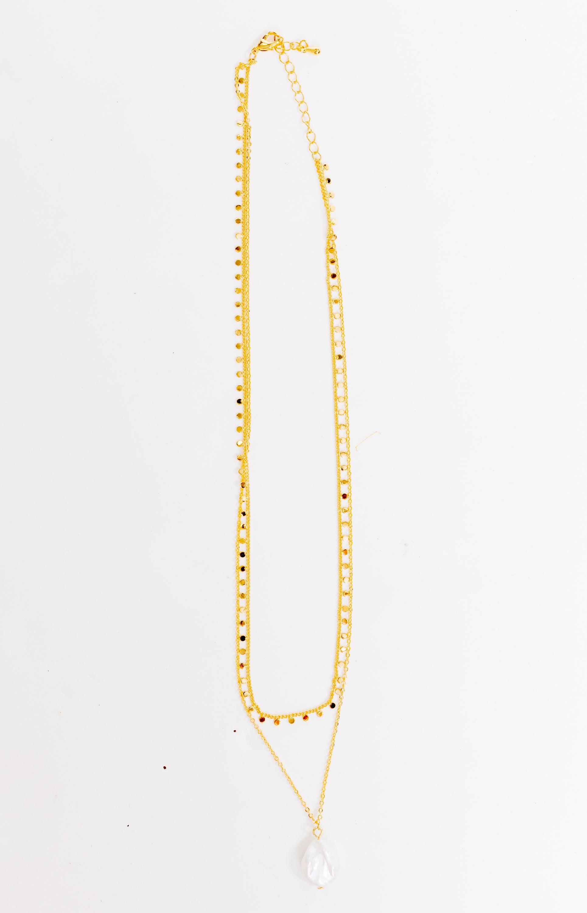 Layer Pearl Drop Necklace, GOLD
