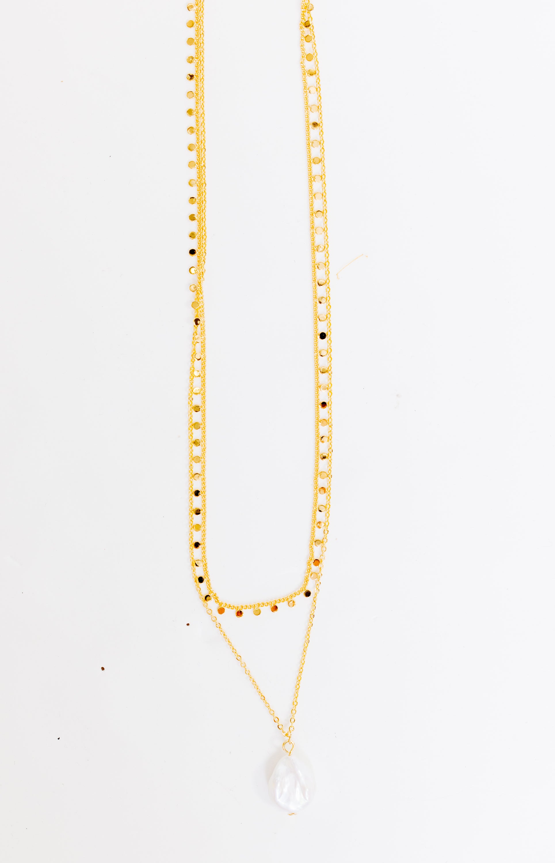 Layer Pearl Drop Necklace, GOLD