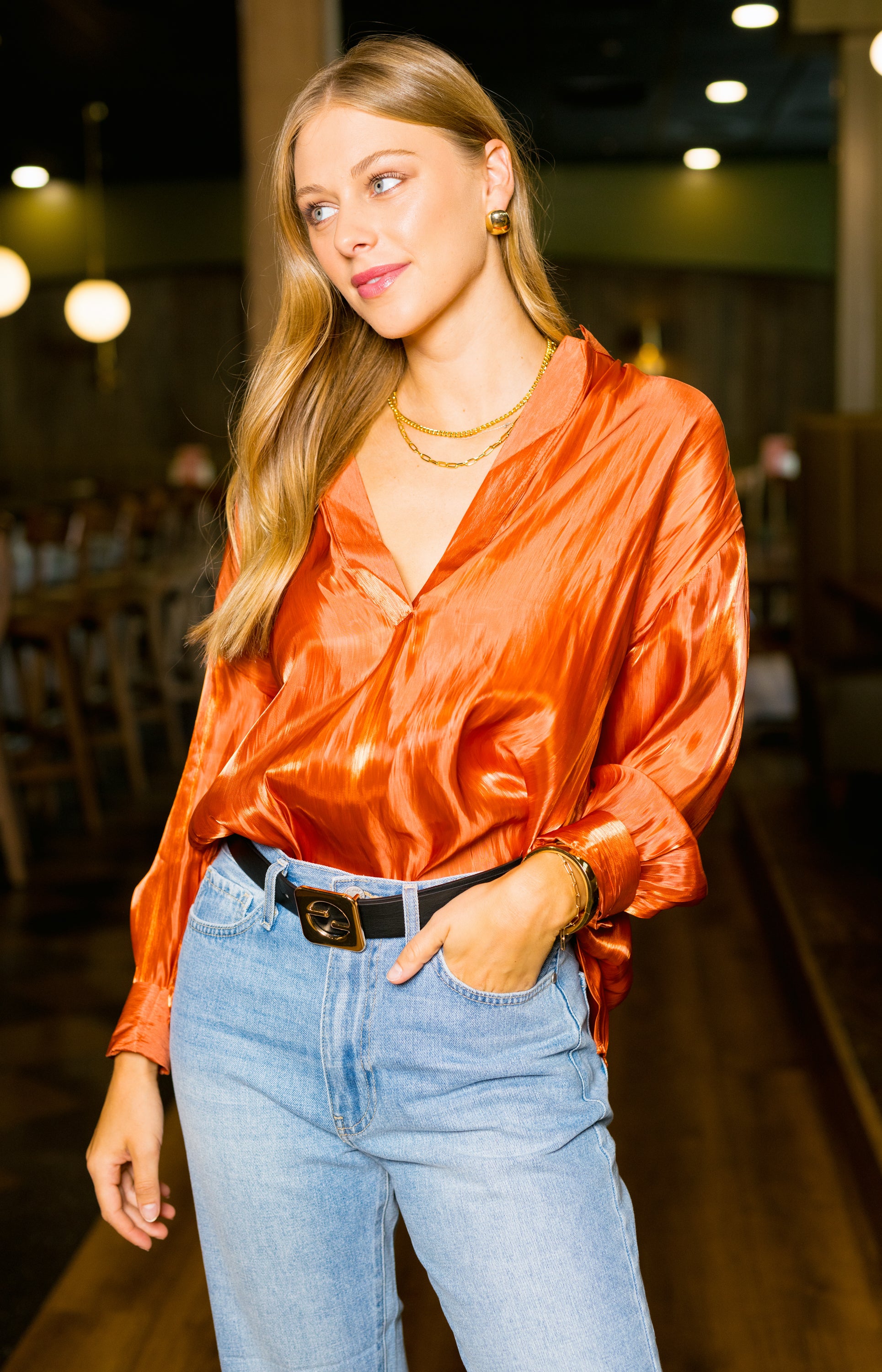 Shining Confidence Blouse, RUST