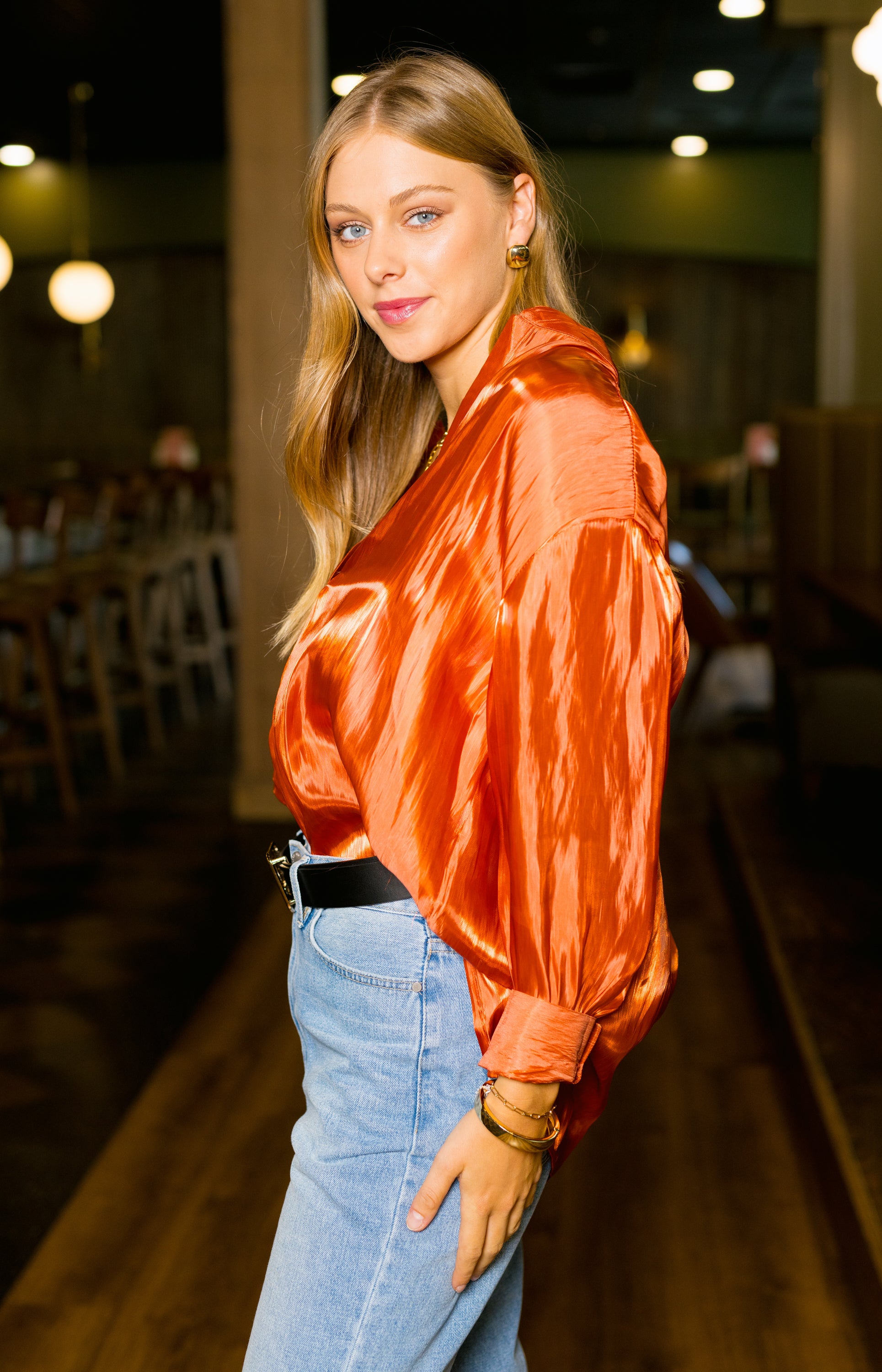 Shining Confidence Blouse, RUST