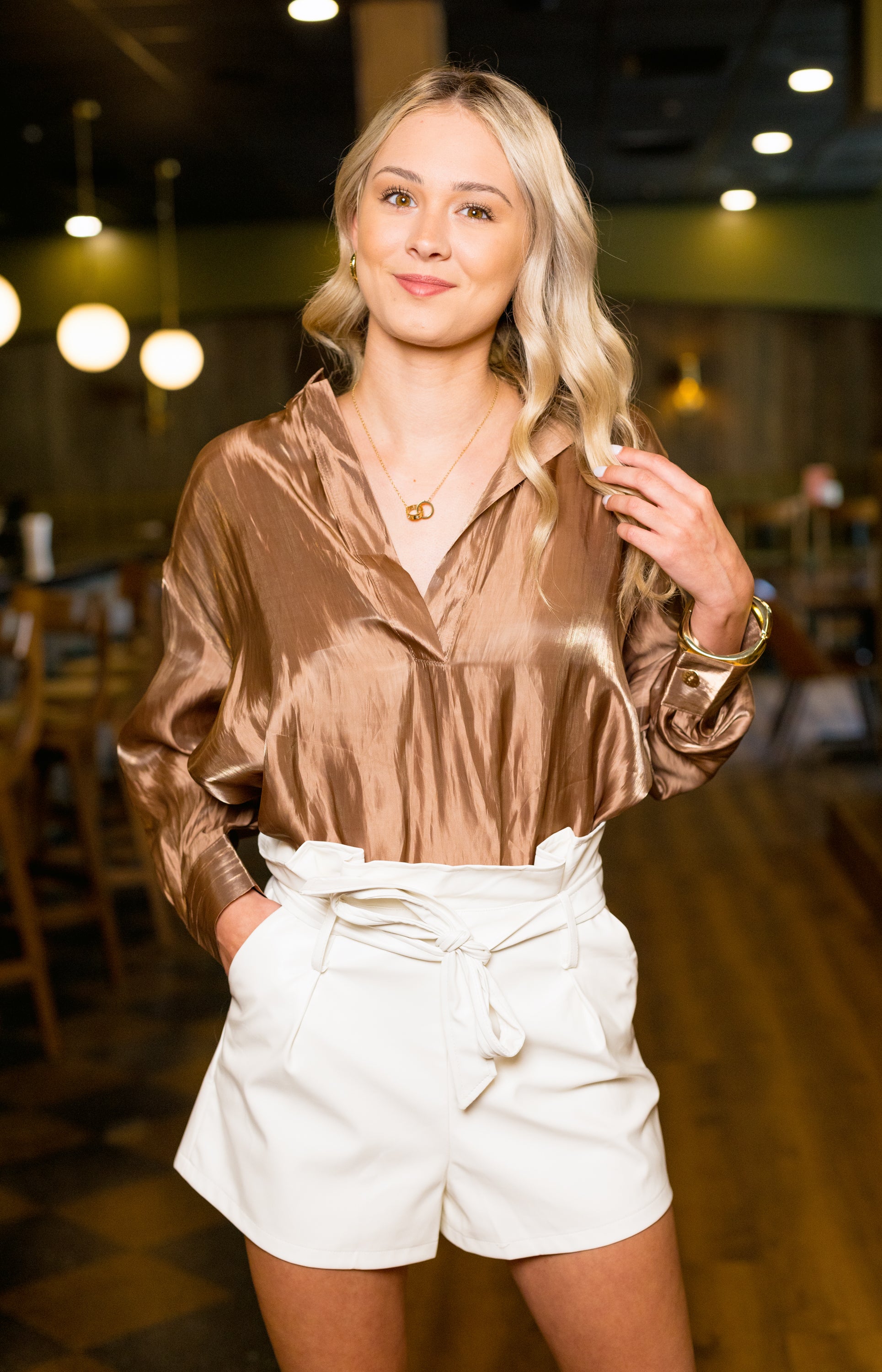 Shining Confidence Blouse, TAUPE