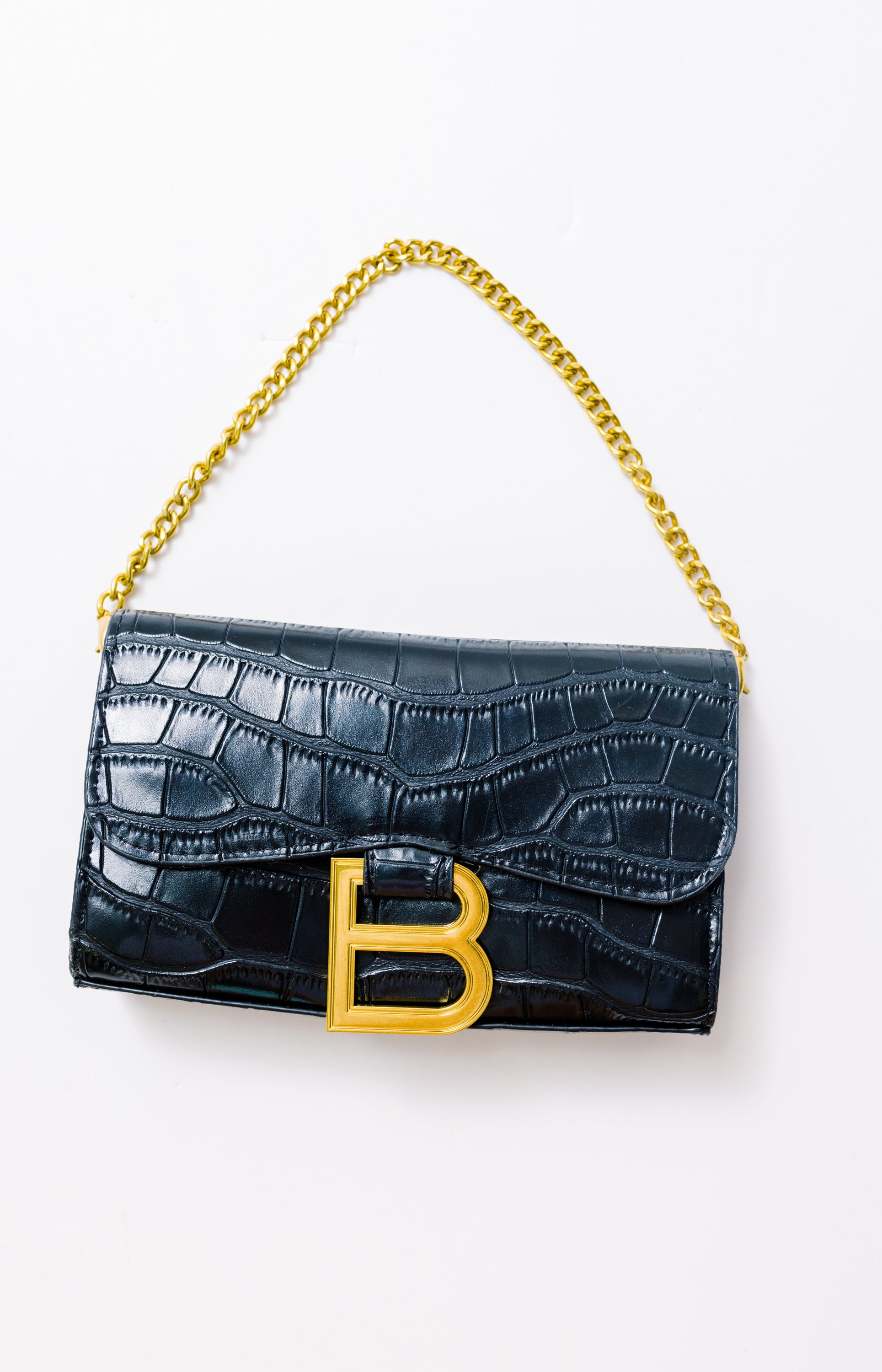 B Buckle Bag, BLACK