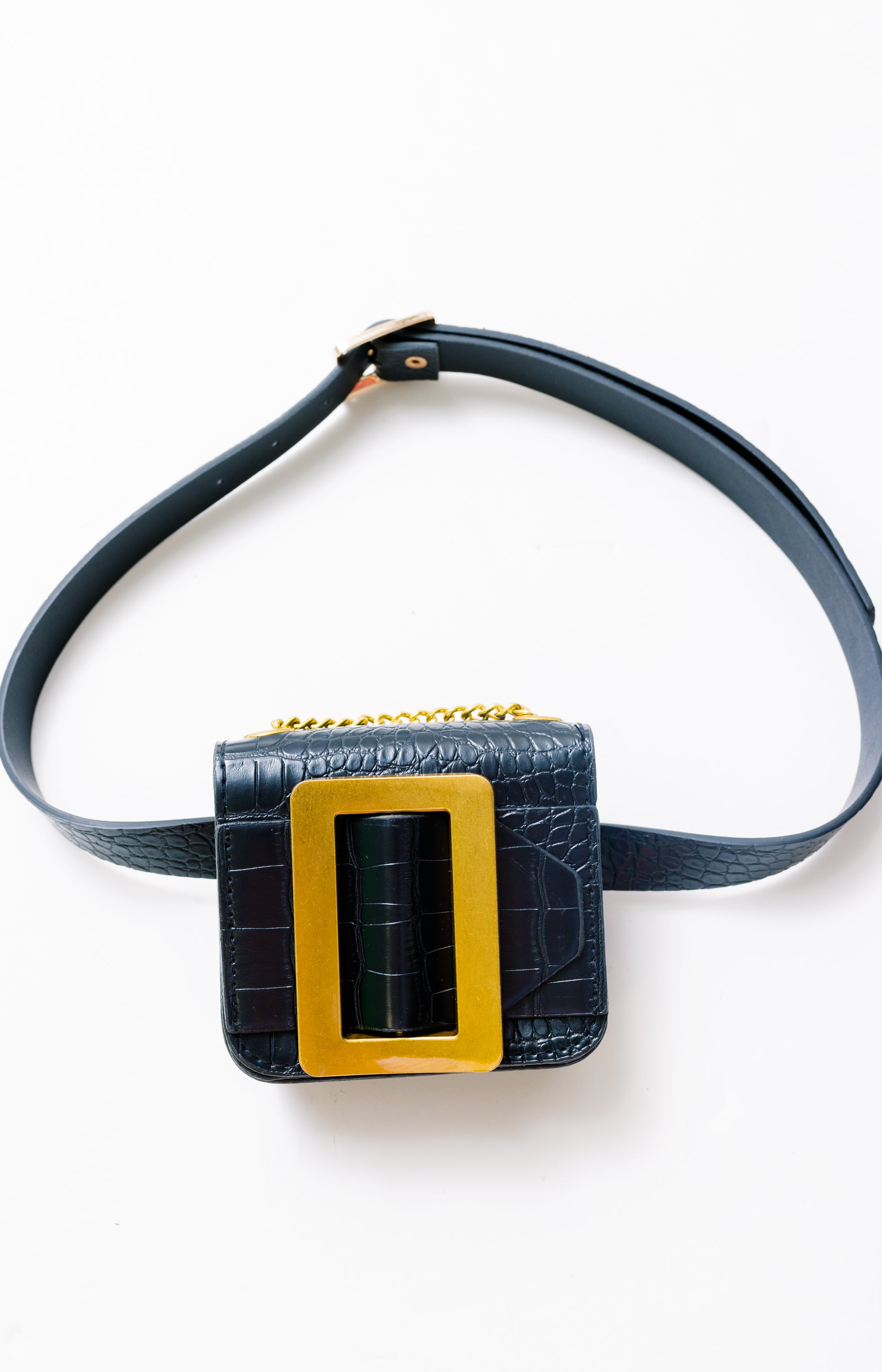 Croc Belt Bag, BLACK