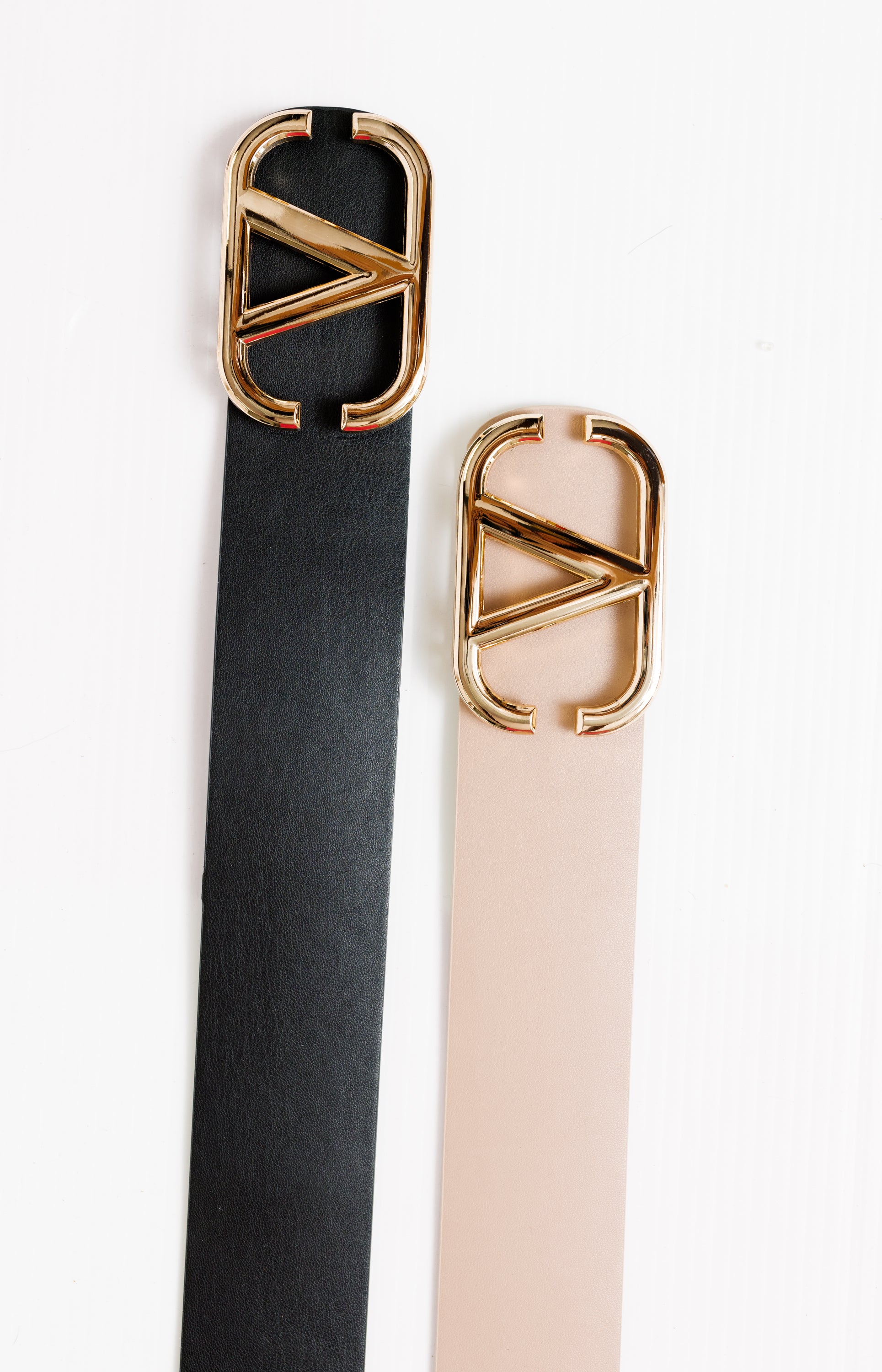 Large V Buckle Belt, TAUPE