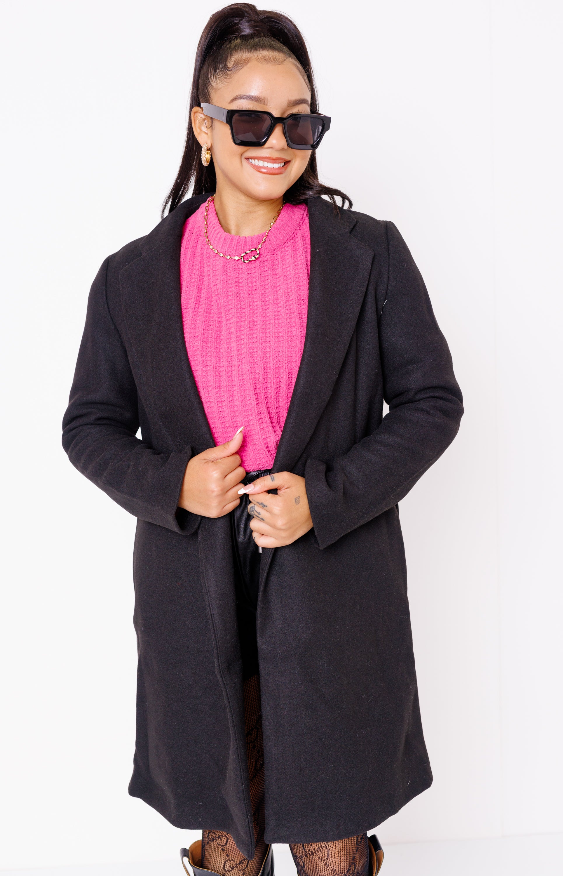 Cityscape Trench Coat, BLACK