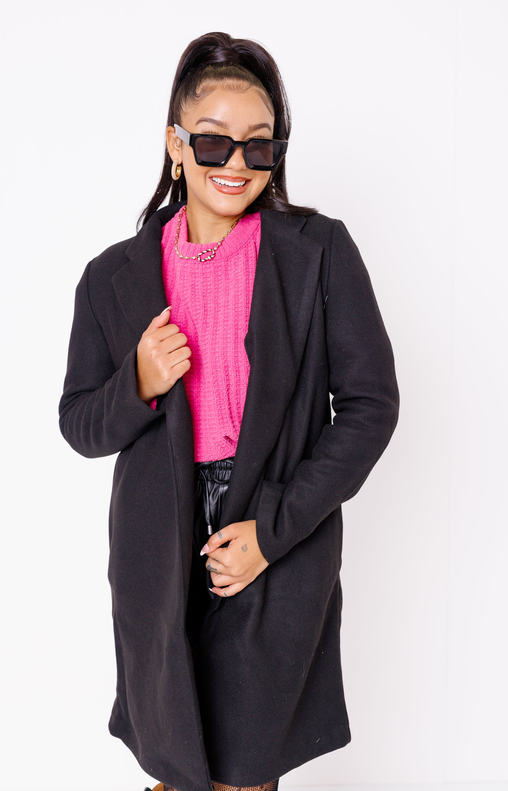 Cityscape Trench Coat, BLACK