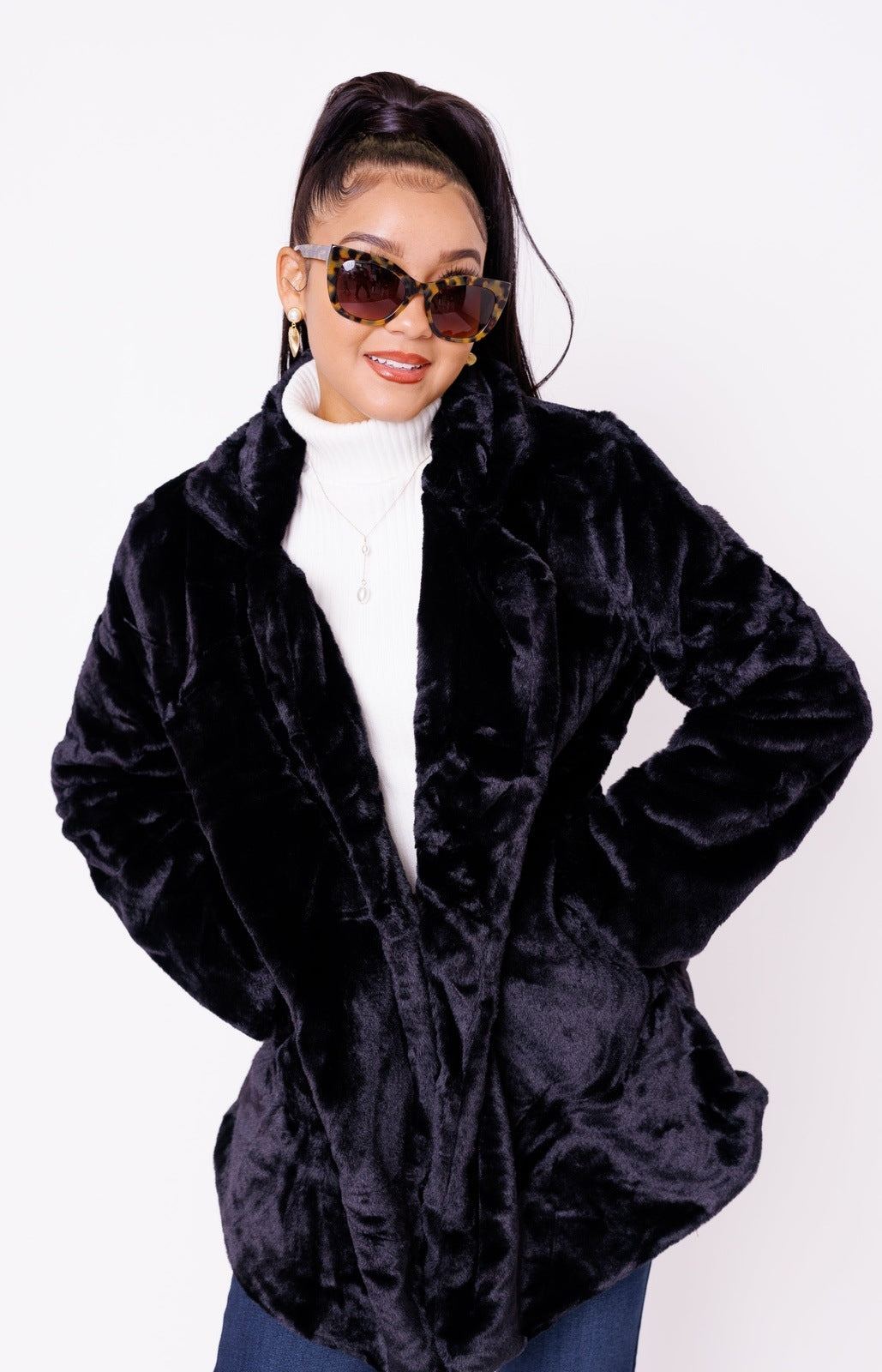 Luxury Lush Trench Coat, BLACK