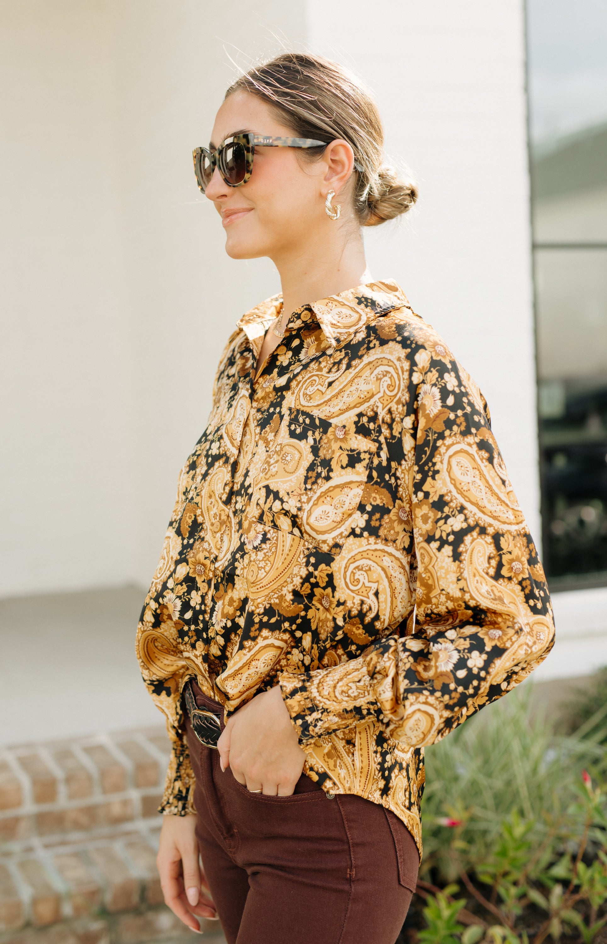 Valentine Blouse, BLACK/MUSTARD