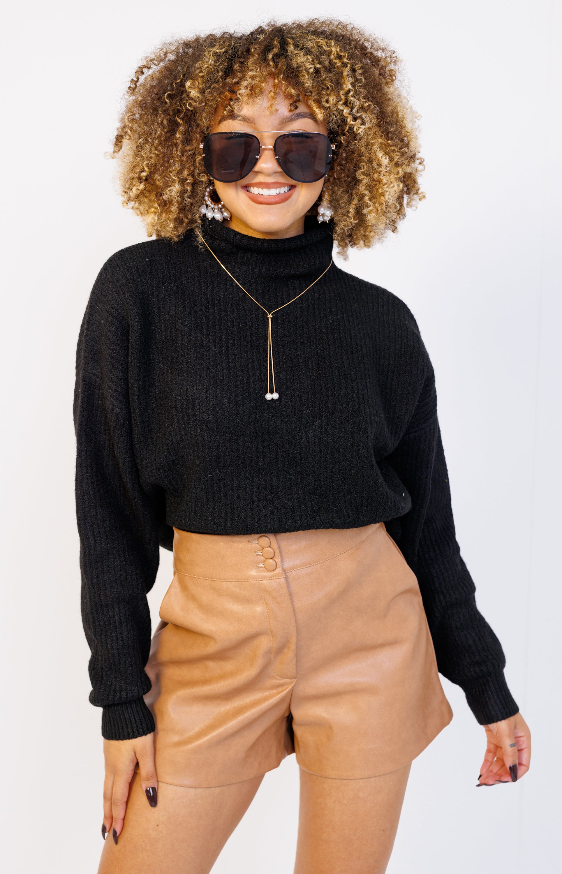 Snuggle Chic Sweater Top, BLACK