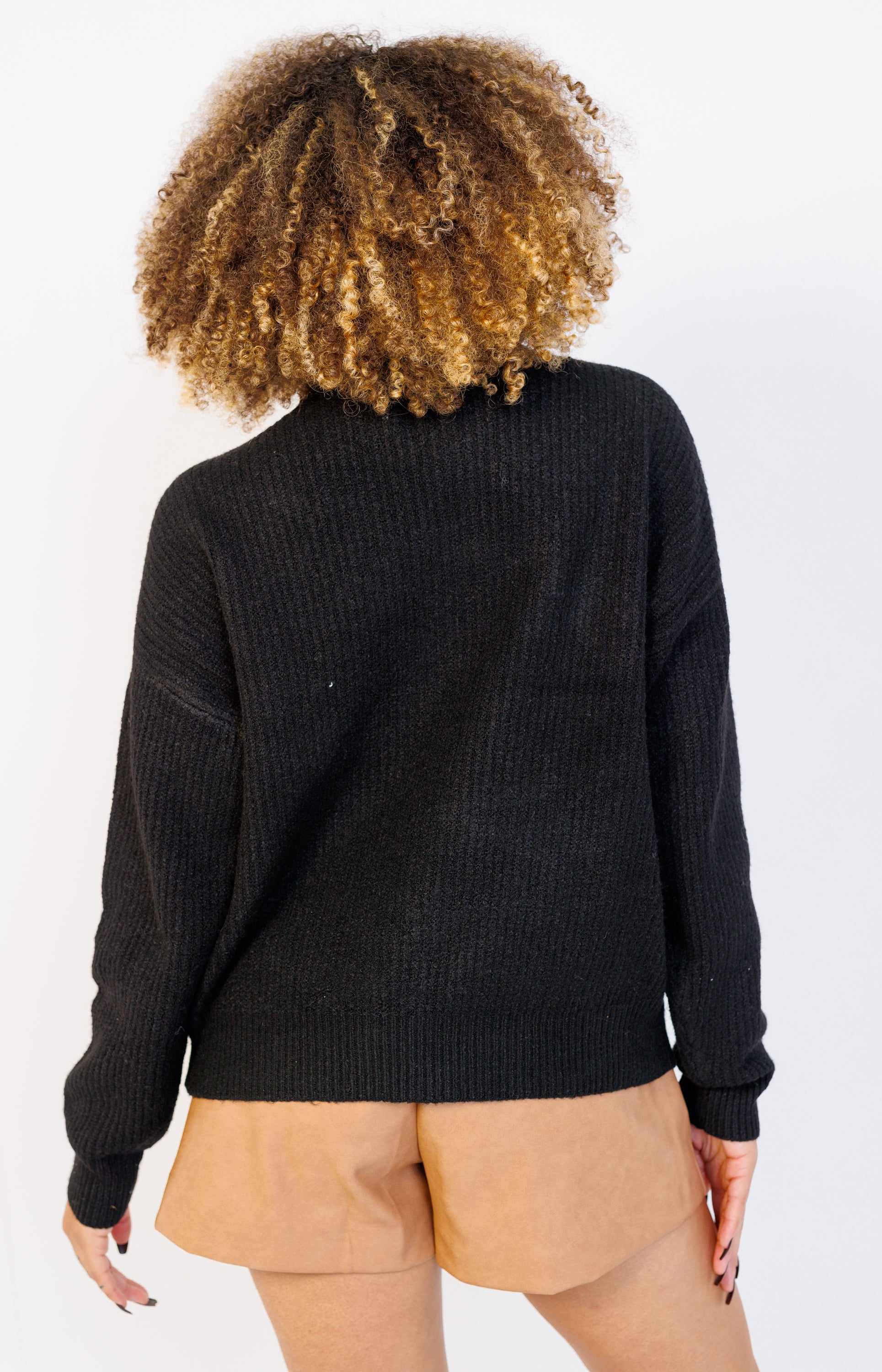 Snuggle Chic Sweater Top, BLACK