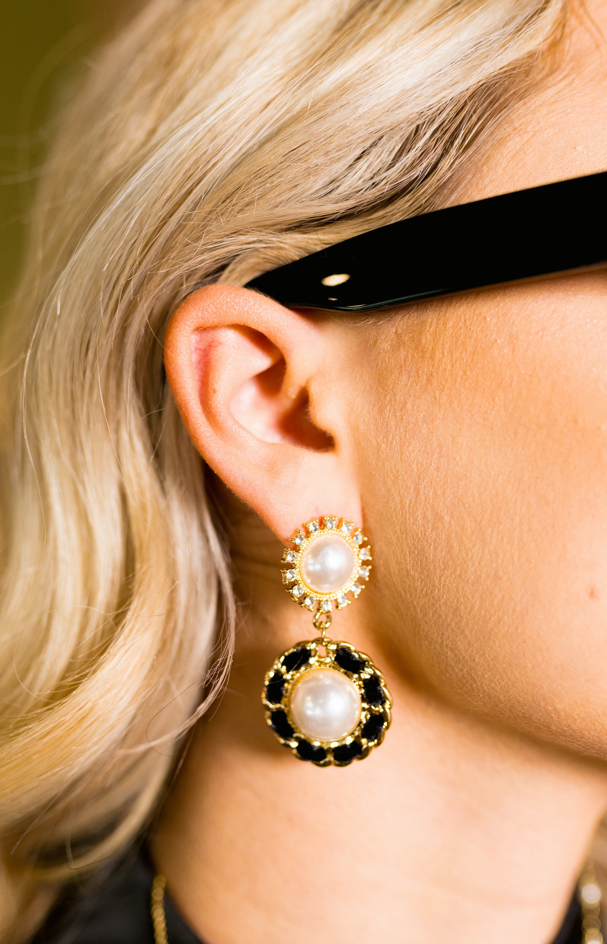 Pearl and Roped Earring, CREAM/GOLD
