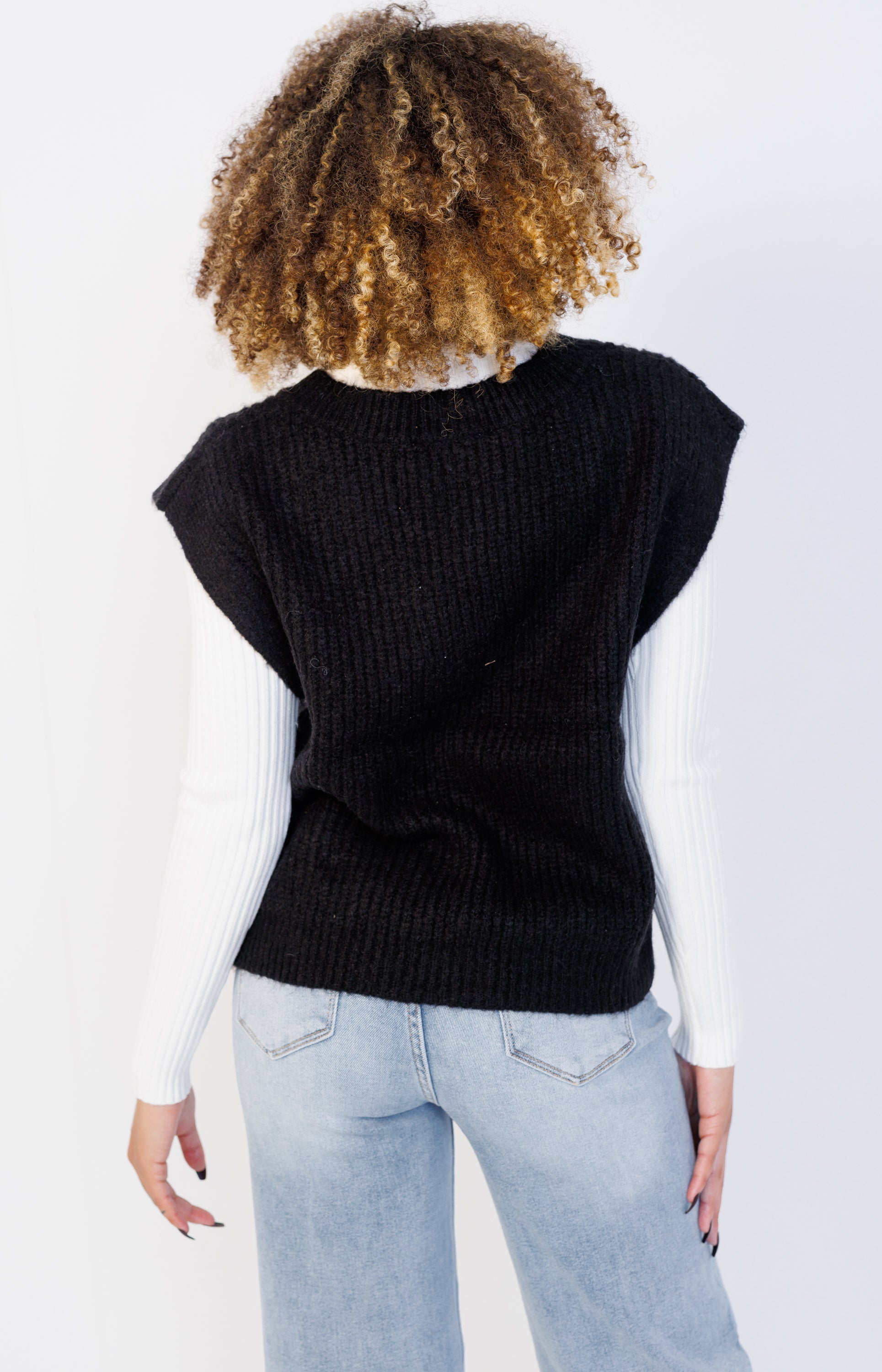Sassy Comfort Sweater Vest, BLACK