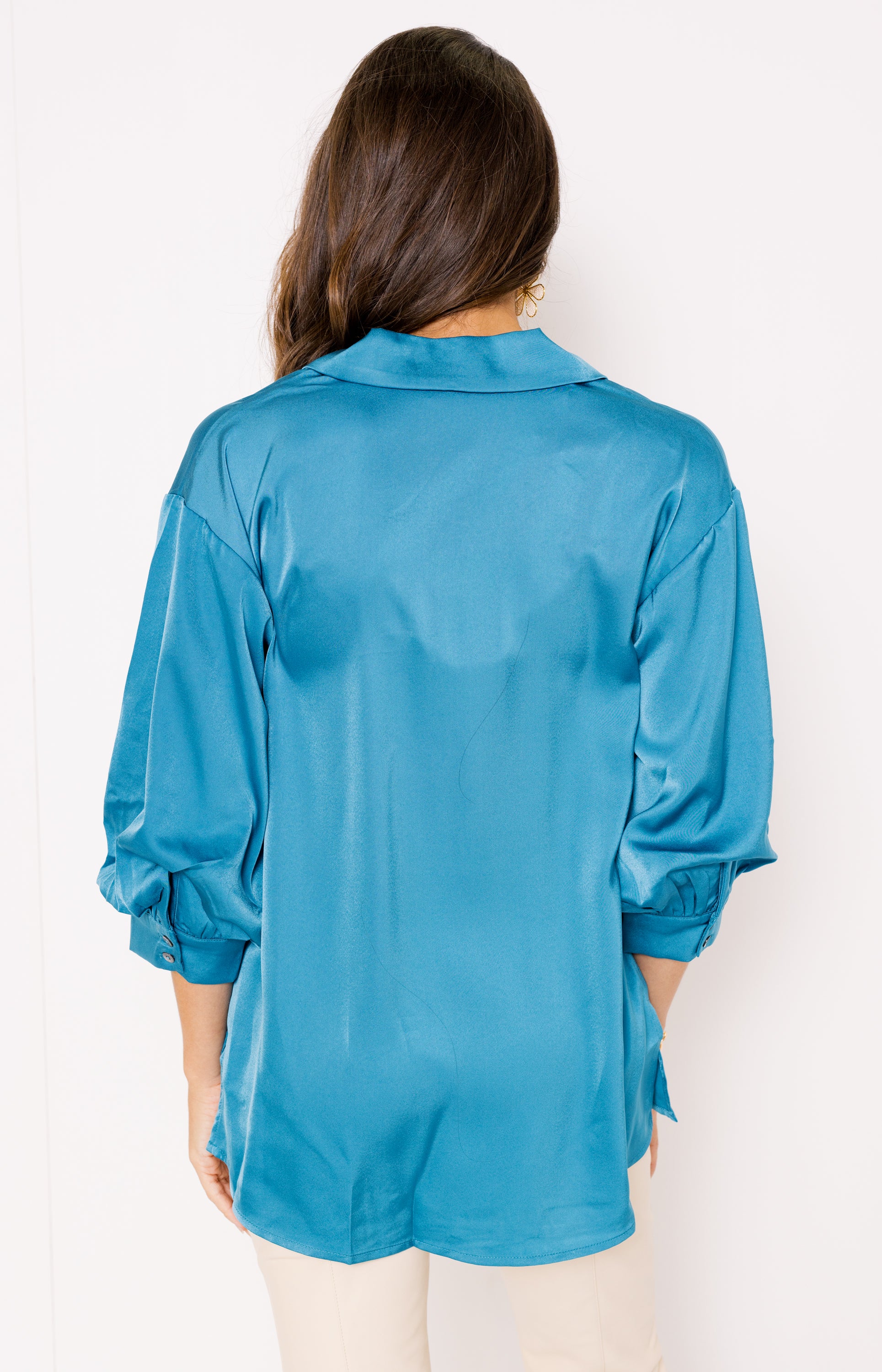 Waiting for You Blouse, TEAL BLUE