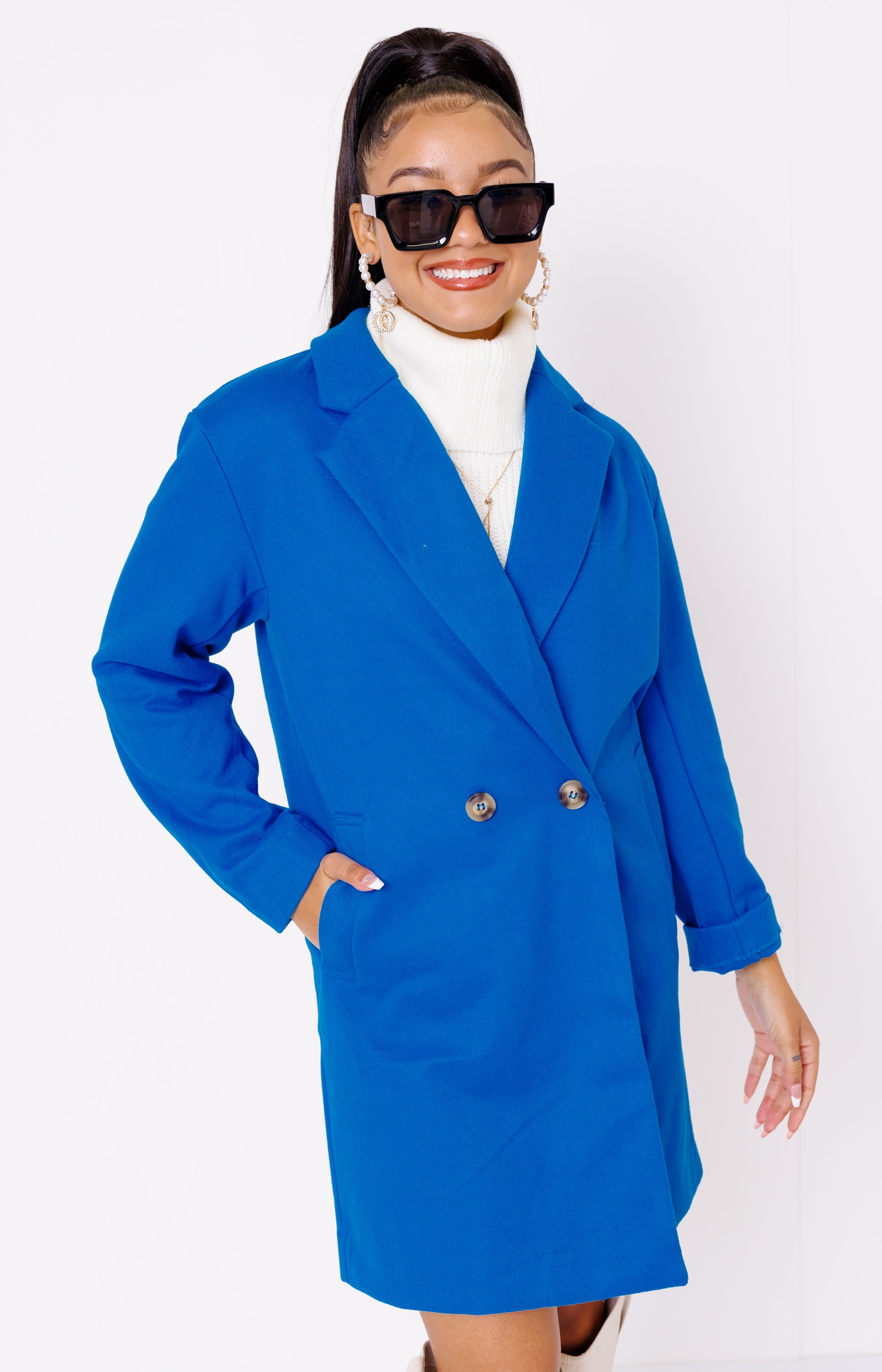 Skyline Trench Coat, AZURE