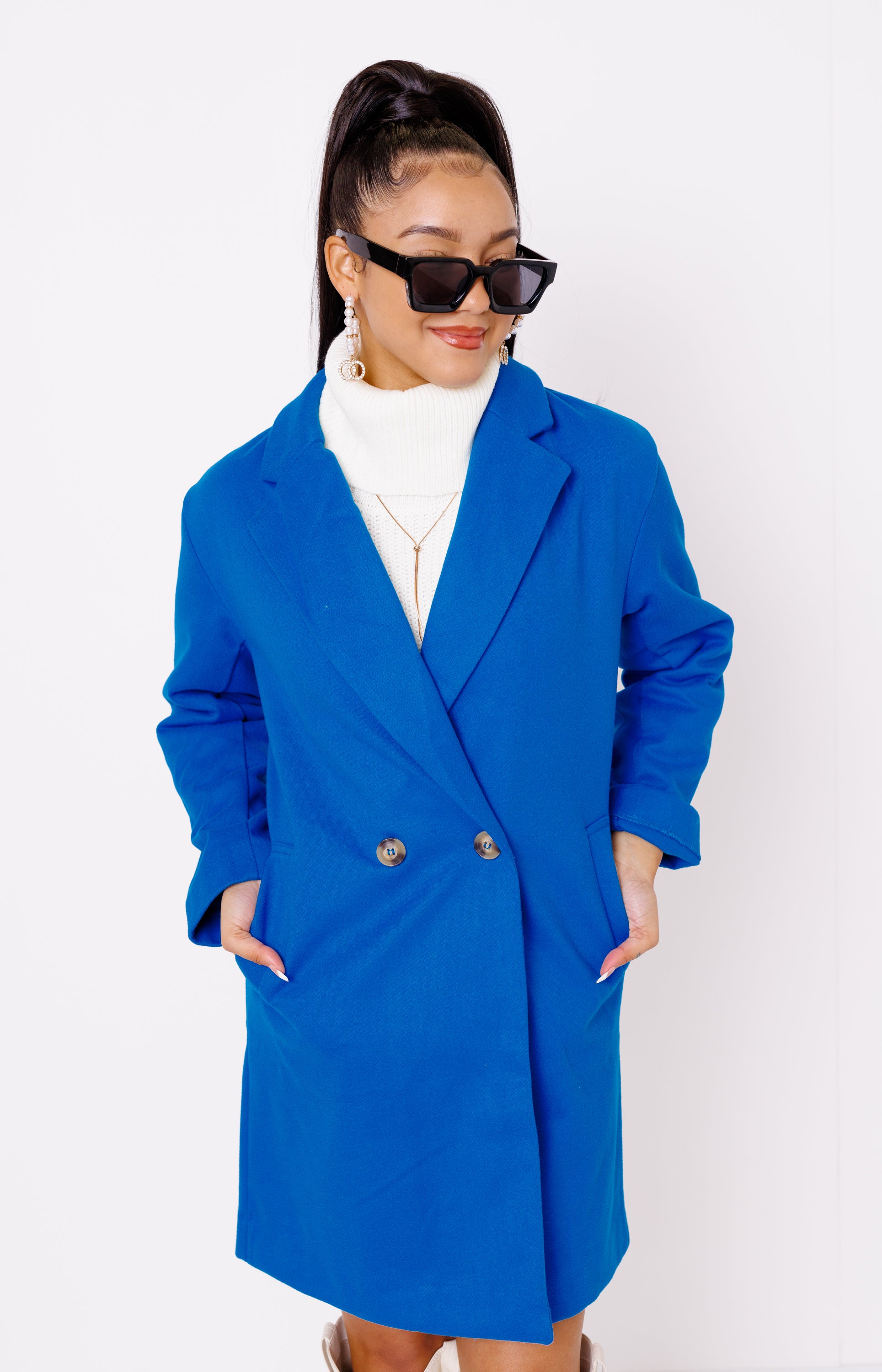 Skyline Trench Coat, AZURE