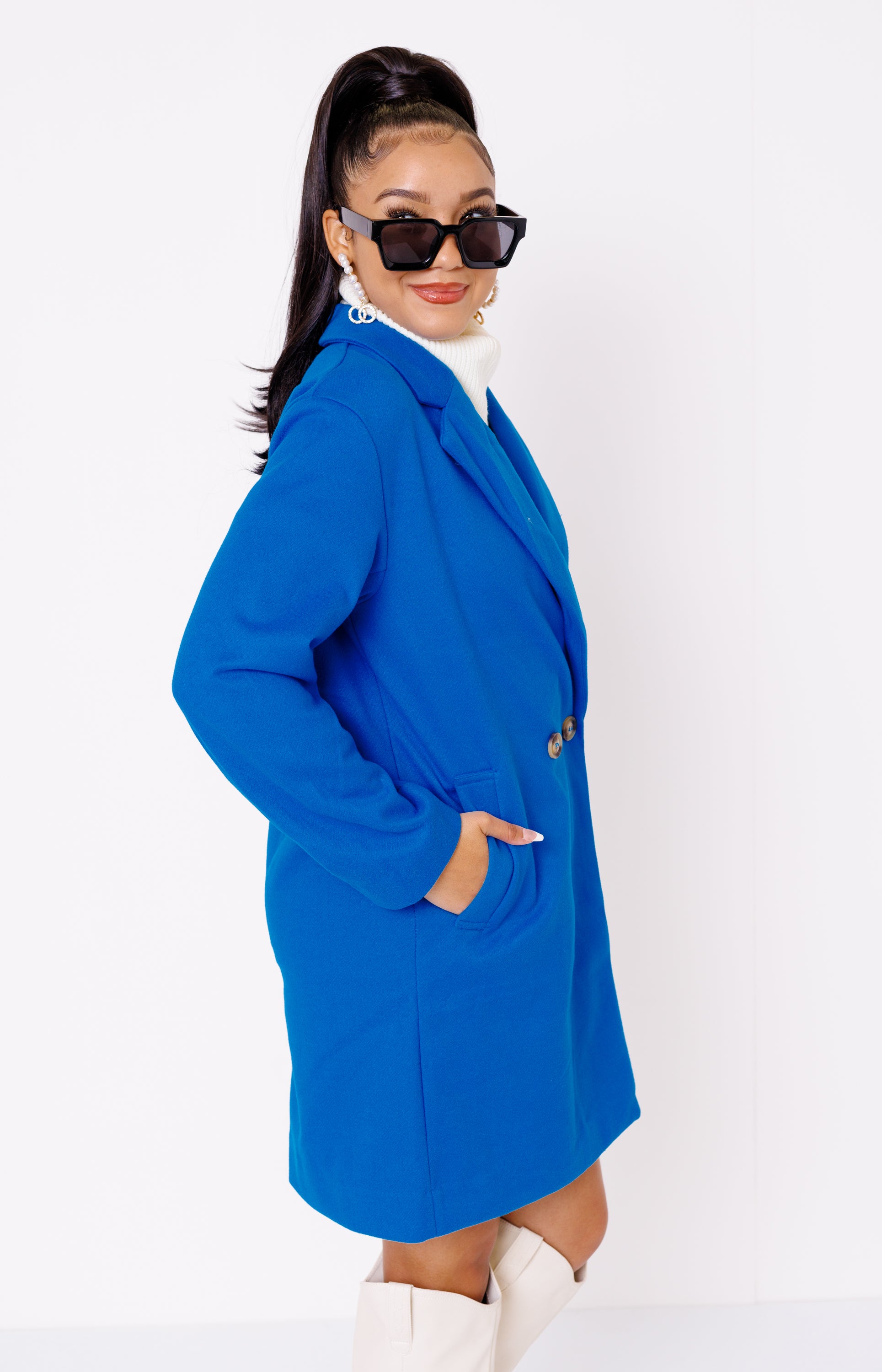 Skyline Trench Coat, AZURE