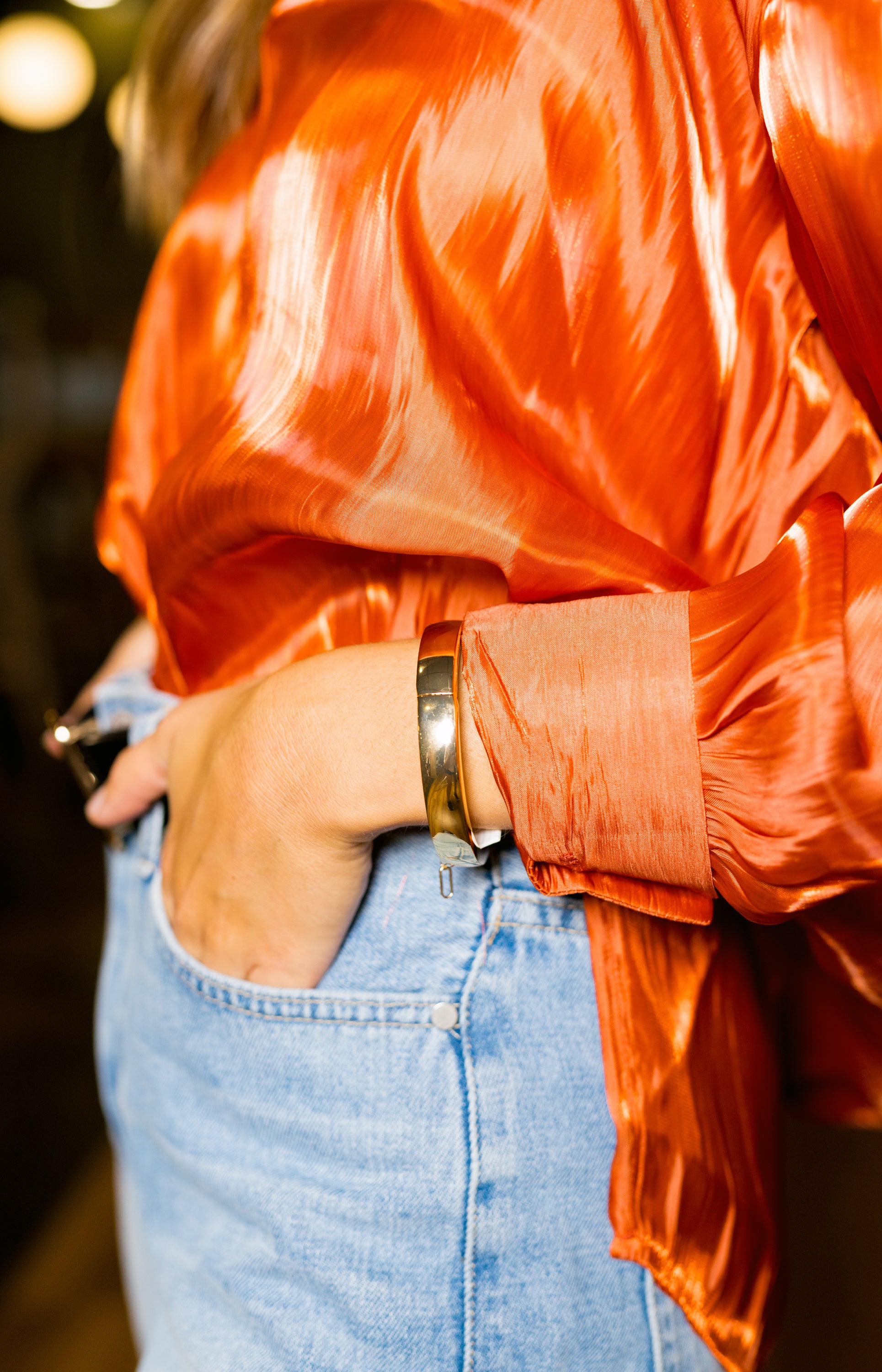 Plain Metal Hinge Bracelet, GOLD