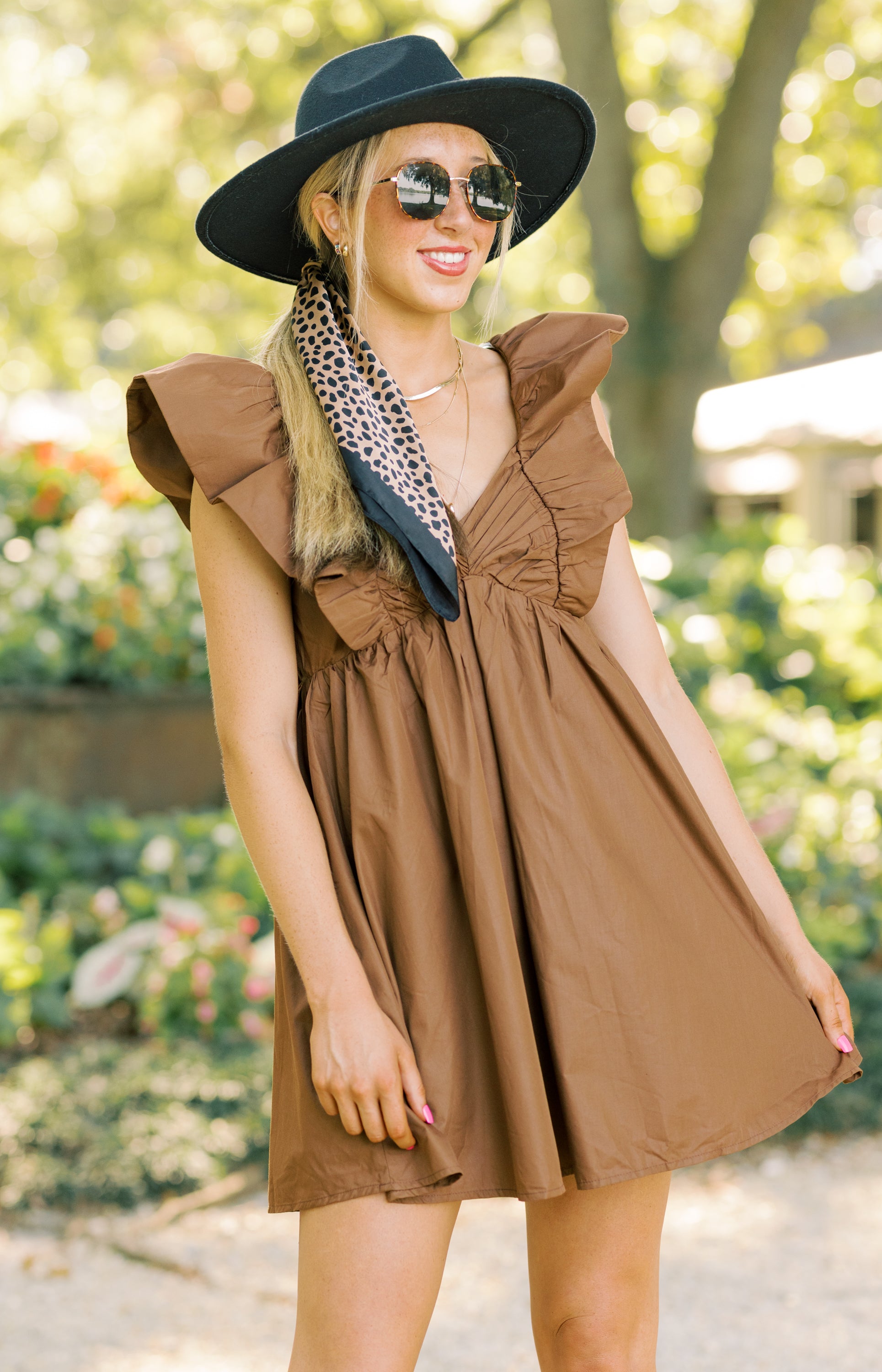 Penelope Mini Dress, BROWN